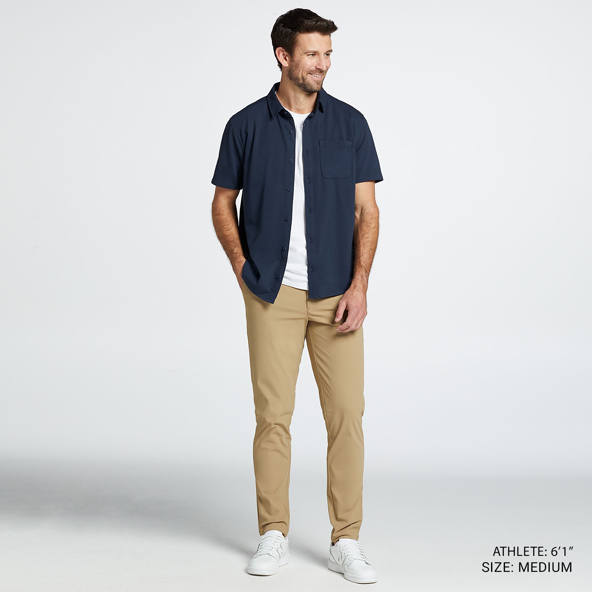 VRST Men's Refined Knit Short Sleeve Button-Up - Darker Ardosia Slate Style View 2