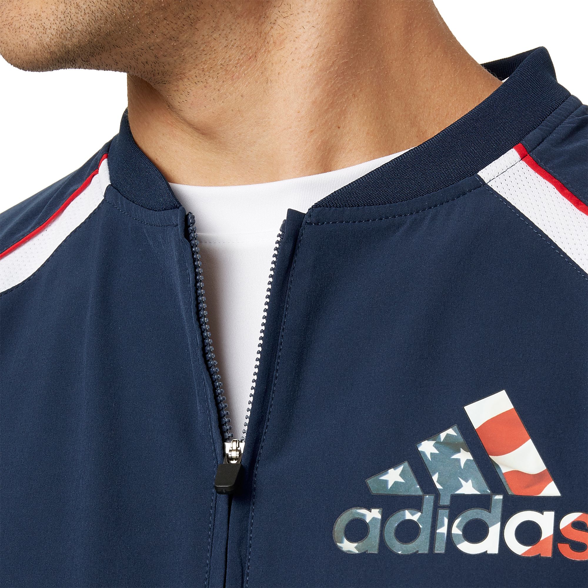adidas men's triple stripe baseball jacket