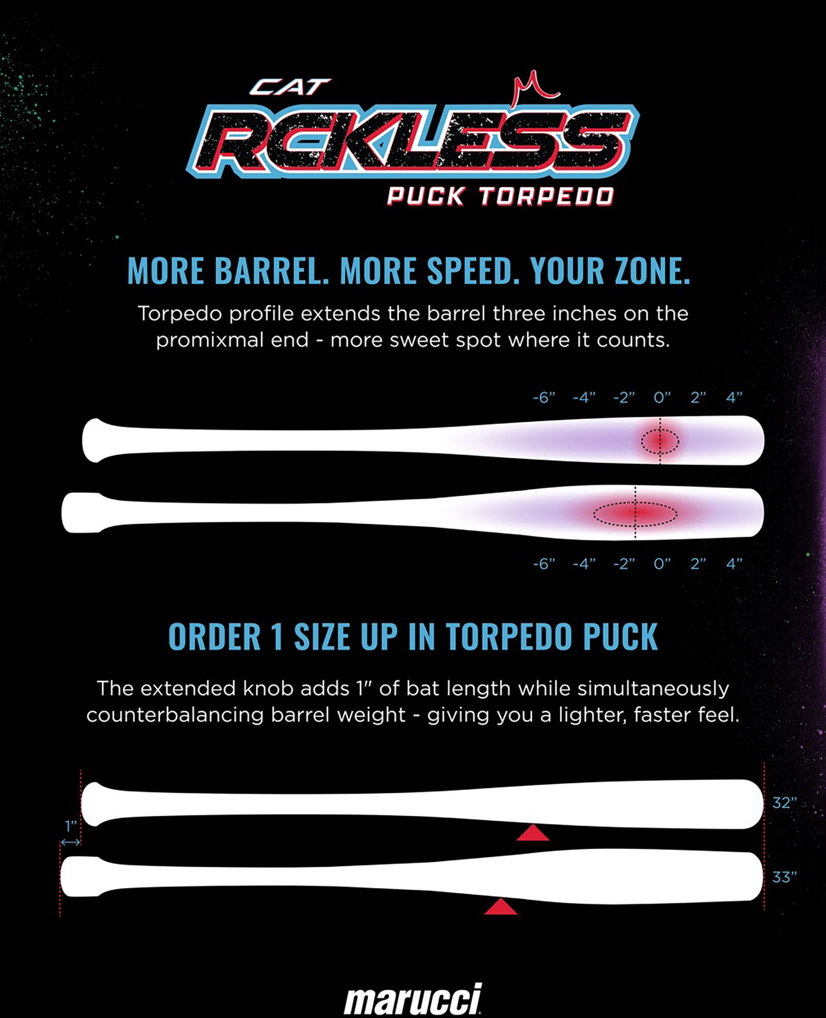 Marucci CAT X Rckless Puck Torpedo BBCOR -3 Baseball Bat product image