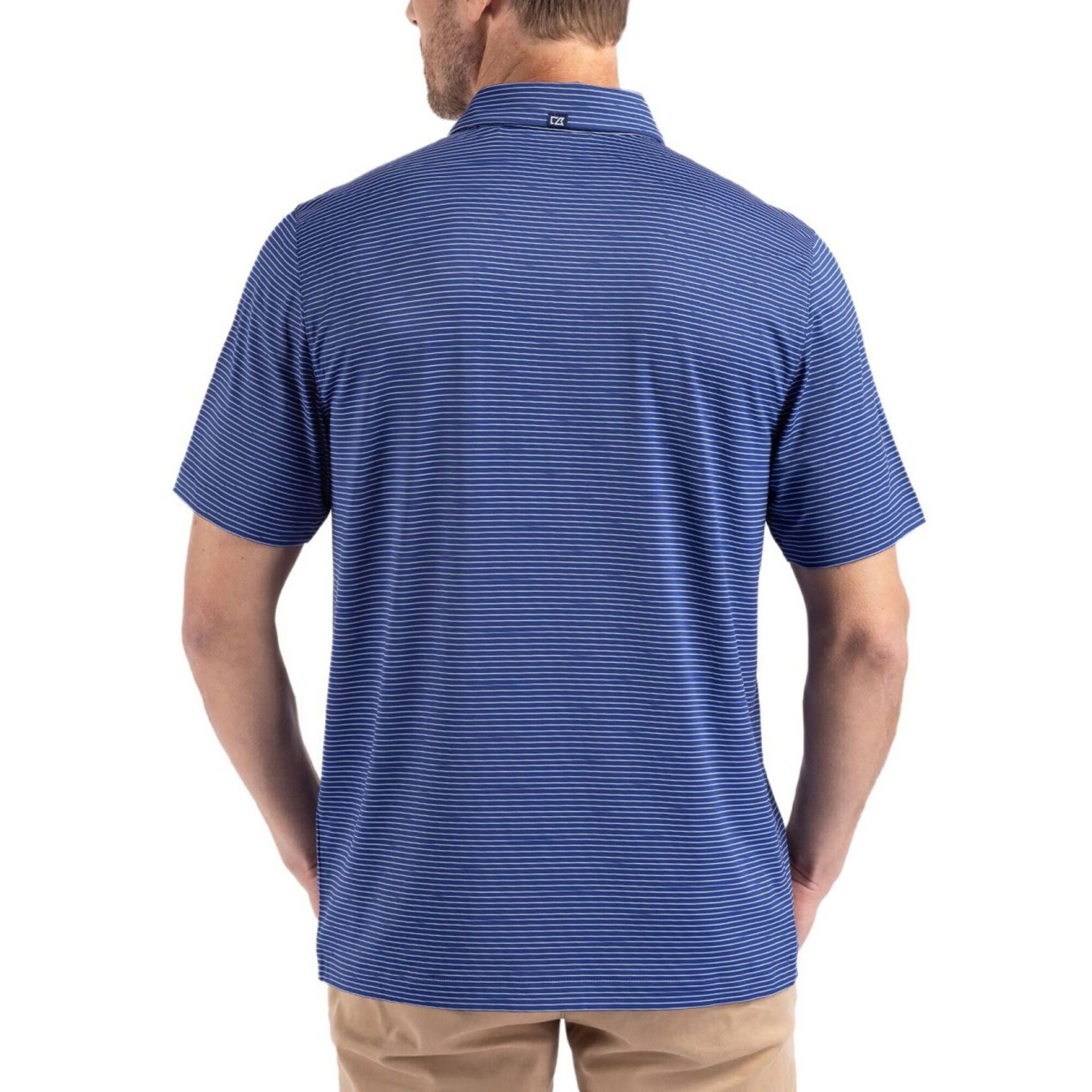 Cutter & Buck Men's Kansas Jayhawks Tour Blue and White Fine Line Polo product image