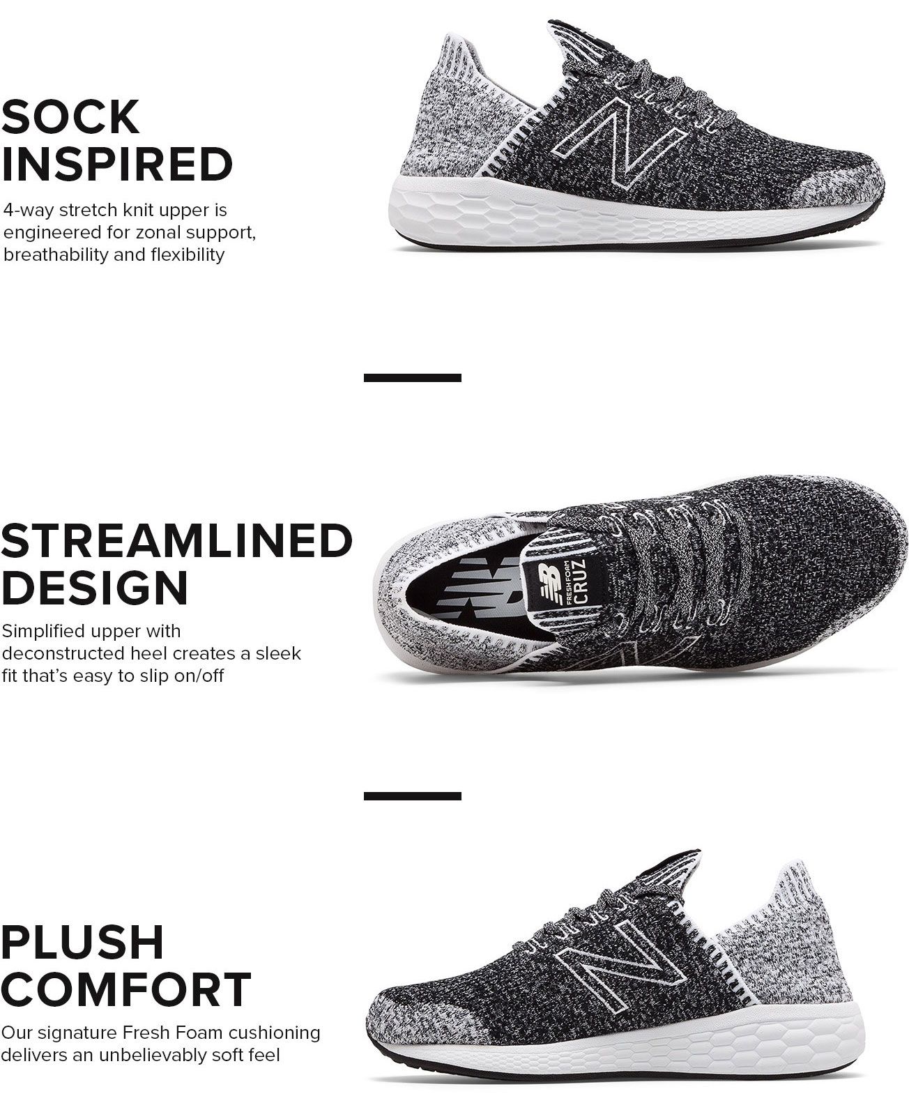 new balance cruz sockfit