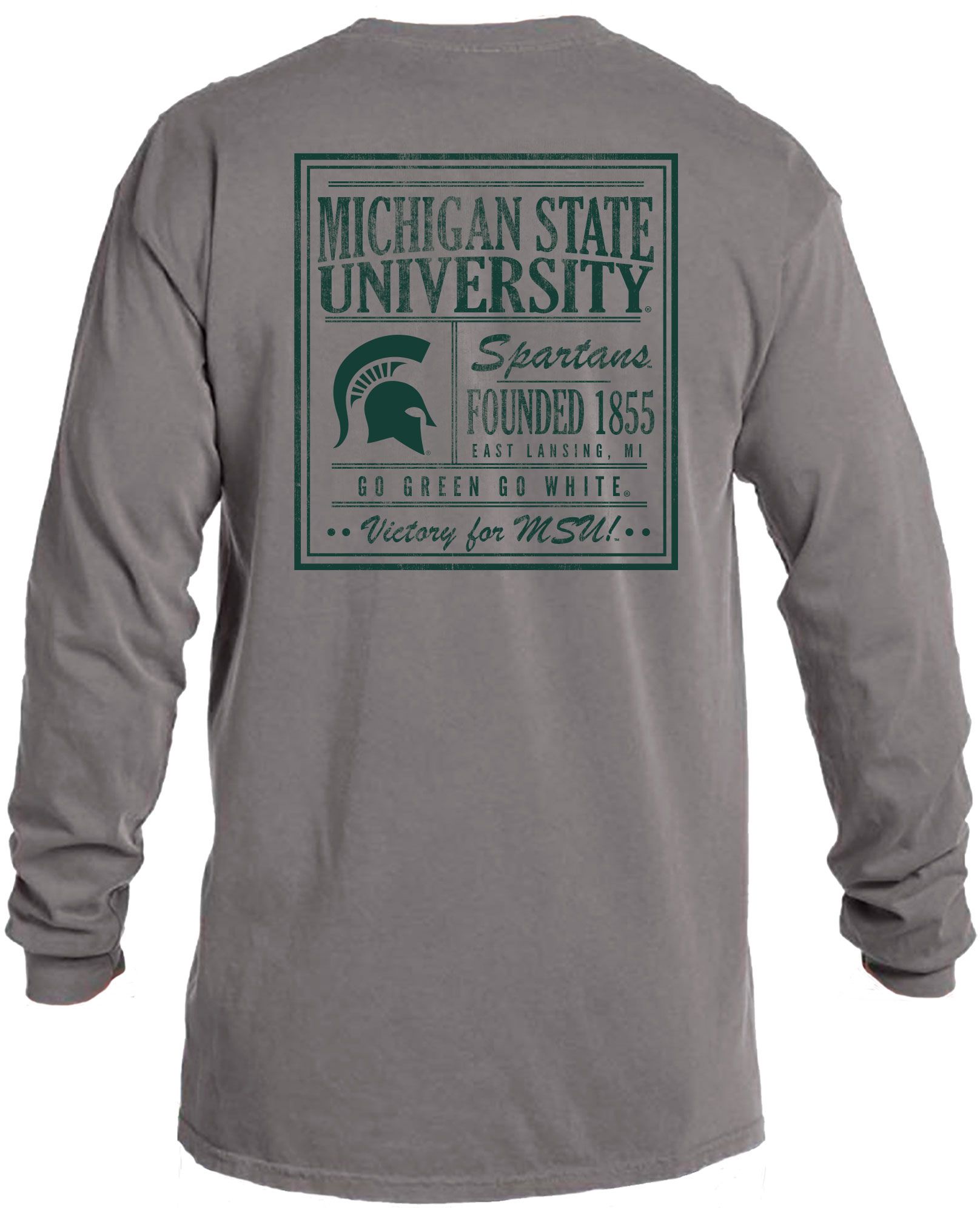 Image One Men's Michigan State Spartans Grey Vintage Poster Long Sleeve T-Shirt product image