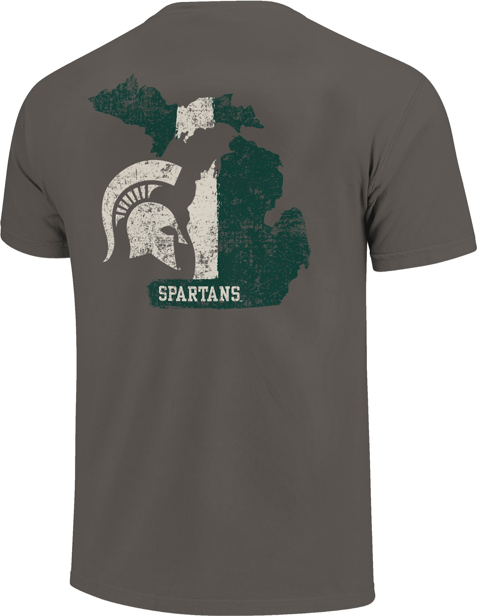 Image One Men's Michigan State Spartans Grey Football Stripes T-Shirt product image
