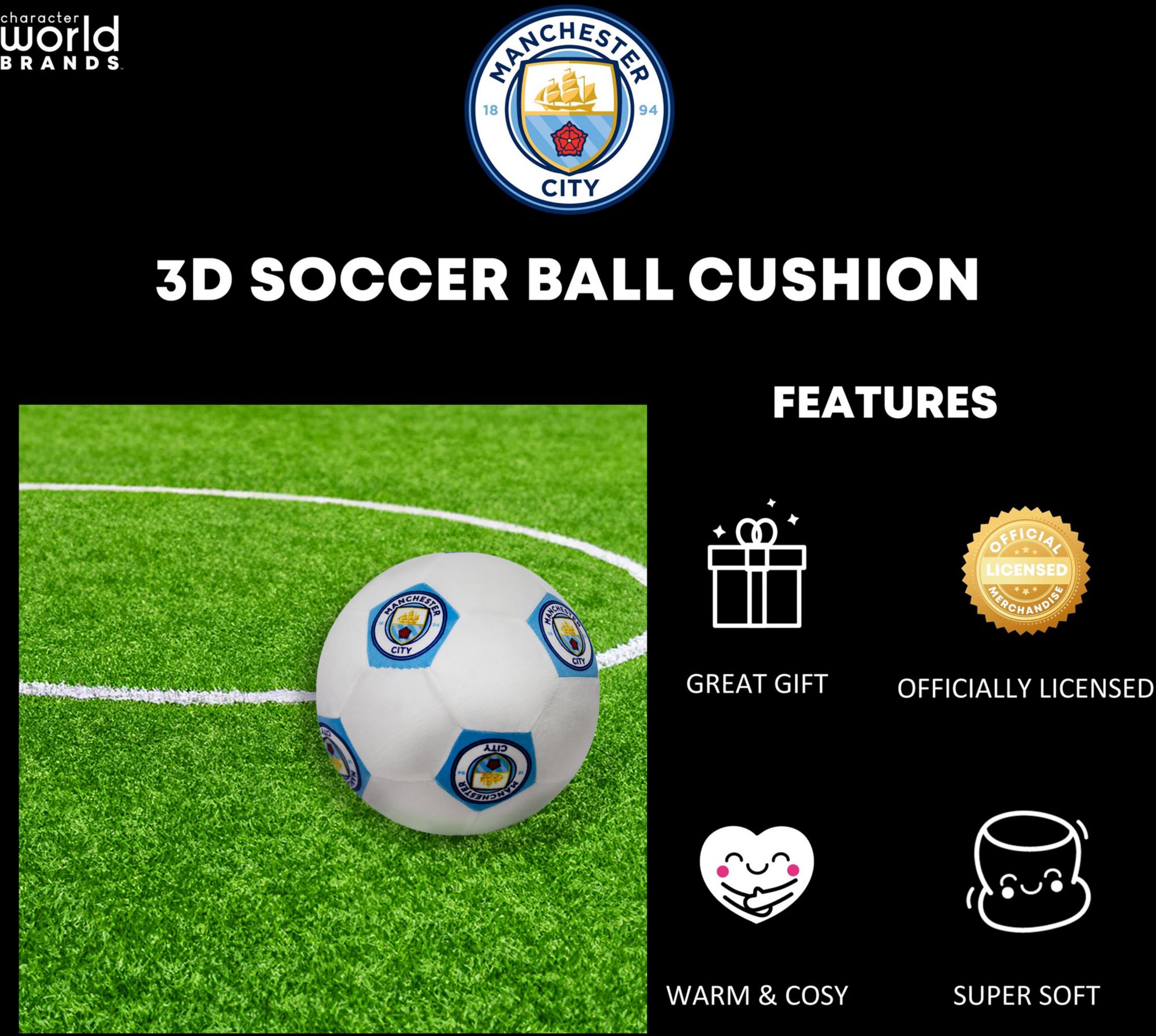 Character World Manchester City 3D Round Cushion product image