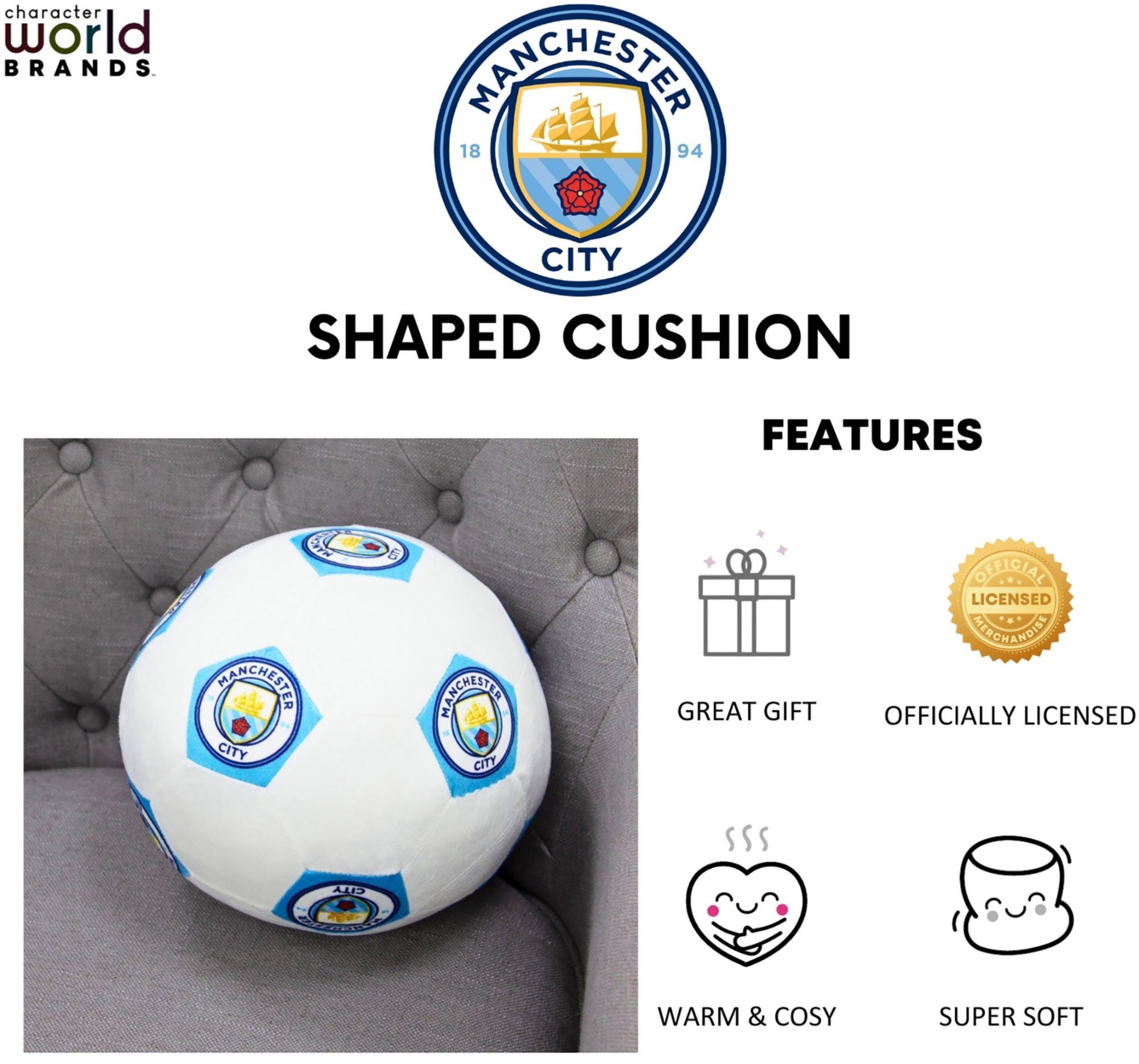 Character World Manchester City 3D Round Cushion product image