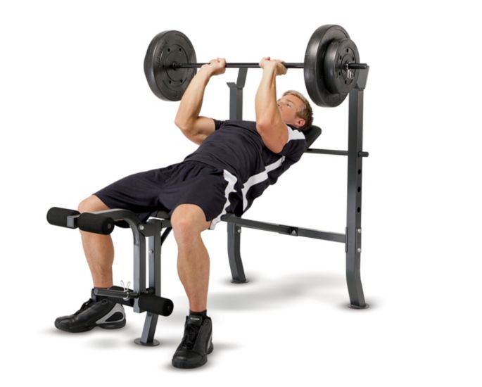 Marcy Mid Width Weight Bench And 100 Lbs Weight Set Dick S