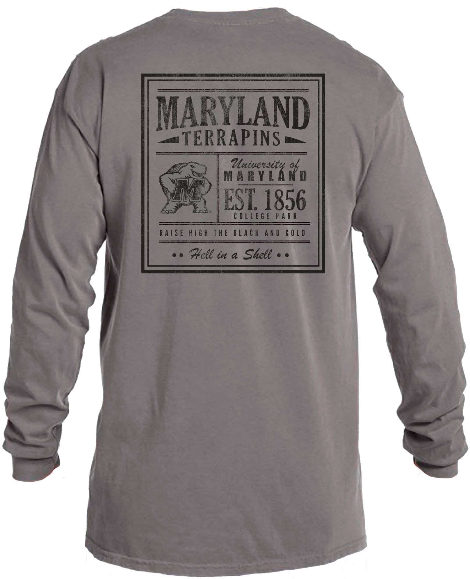 Image One Men's Maryland Terrapins Grey Vintage Poster Long Sleeve T-Shirt product image