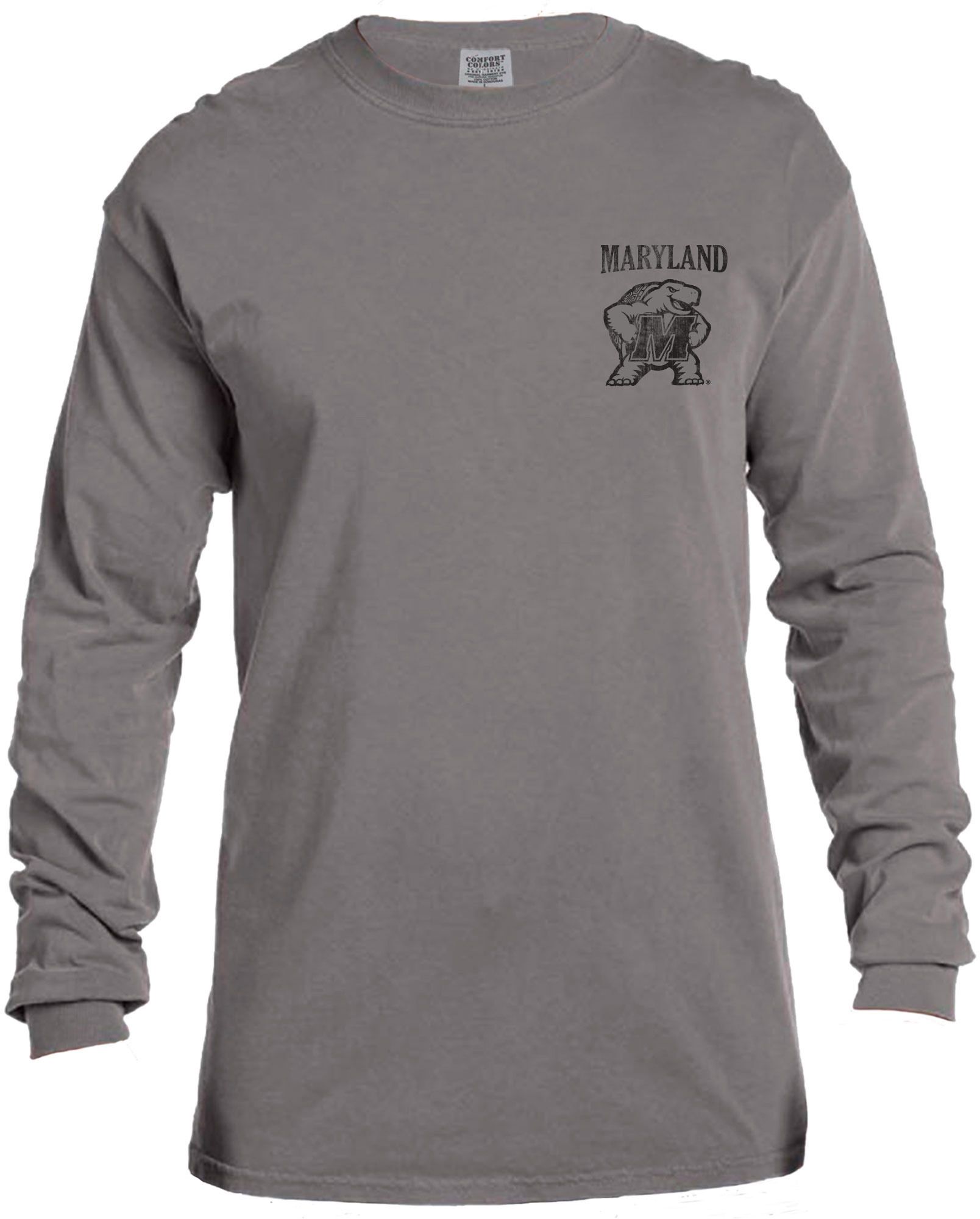Image One Men's Maryland Terrapins Grey Vintage Poster Long Sleeve T-Shirt product image