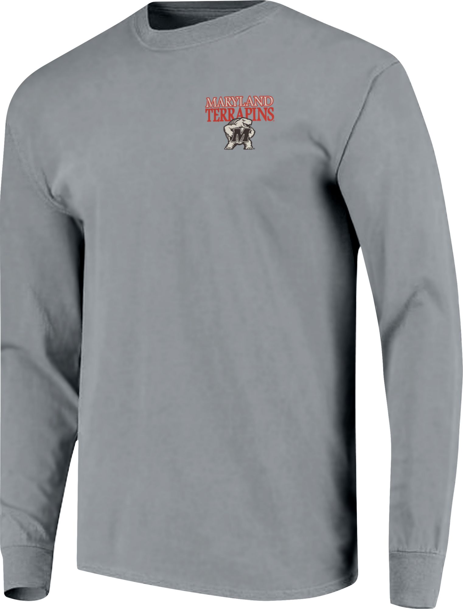 Image One Men's Maryland Terrapins Grey State Flag Long Sleeve T-Shirt