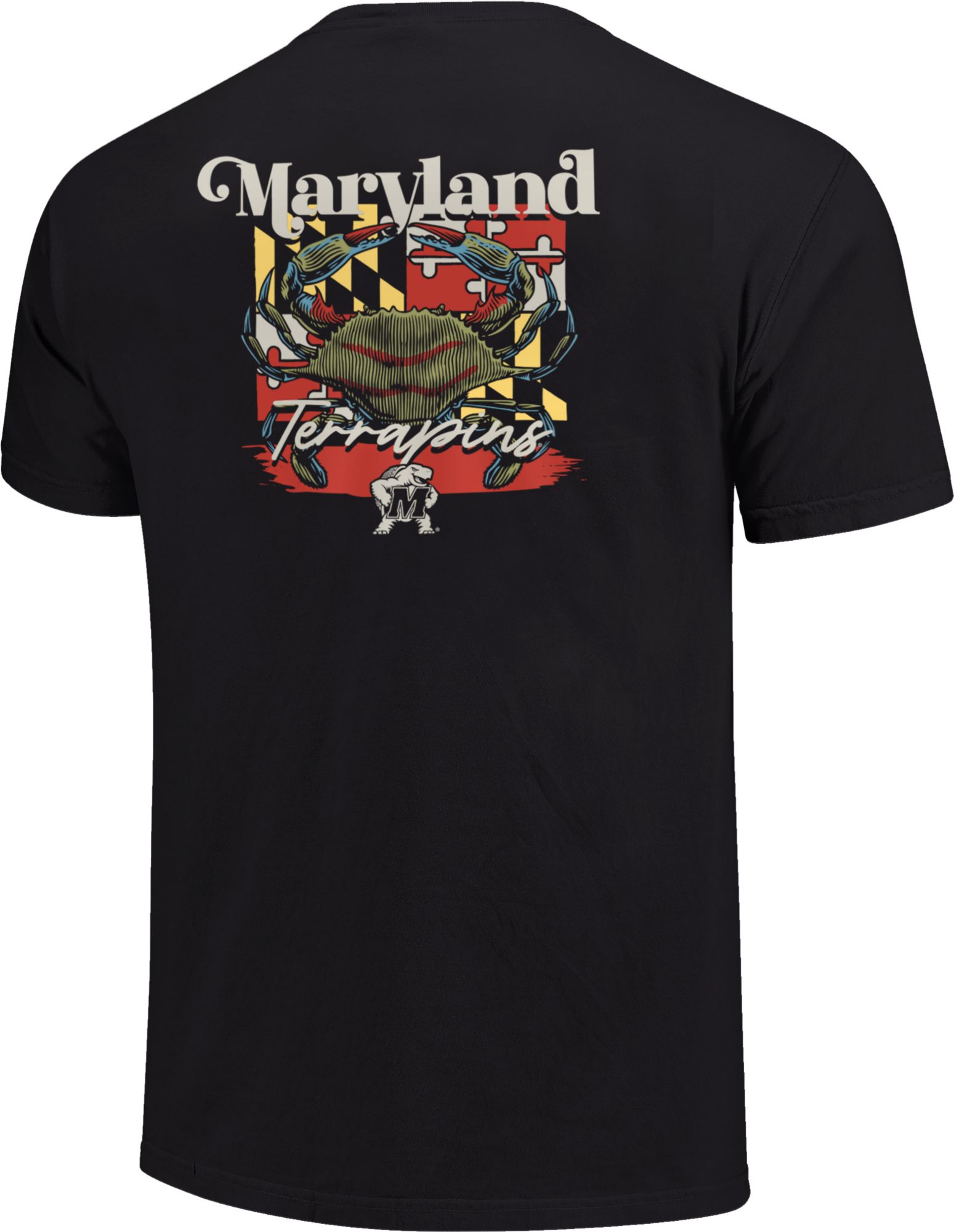 Image One Men's Maryland Terrapins Black Crab State Flag T-Shirt product image