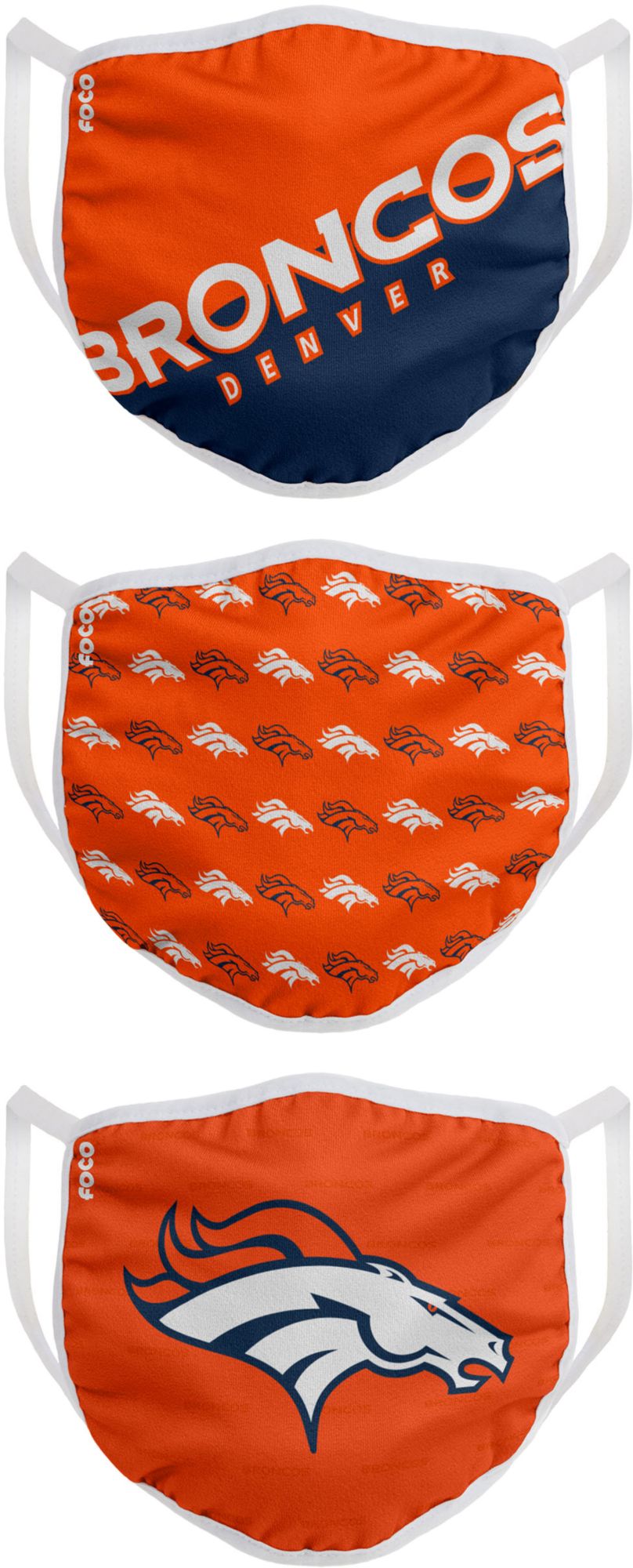 FOCO Youth Denver Broncos 3-Pack Face Coverings product image