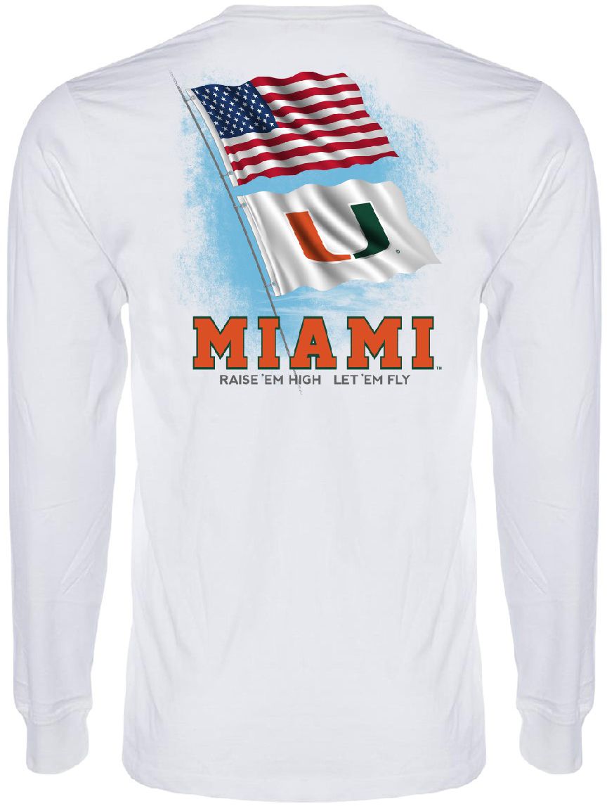 FloGrown Men's Miami Hurricanes White Fly 'Em High Long Sleeve T-Shirt product image
