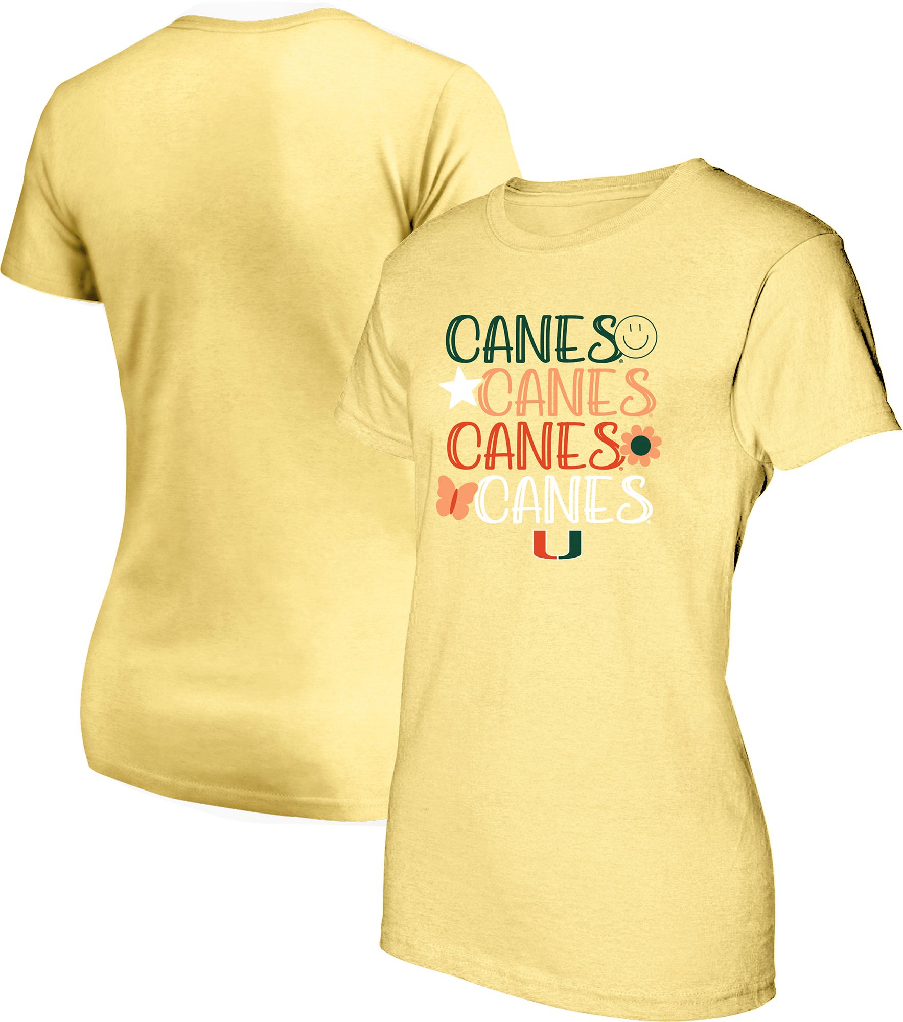 Image One Girl's Miami Hurricanes Yellow Stack T-Shirt product image