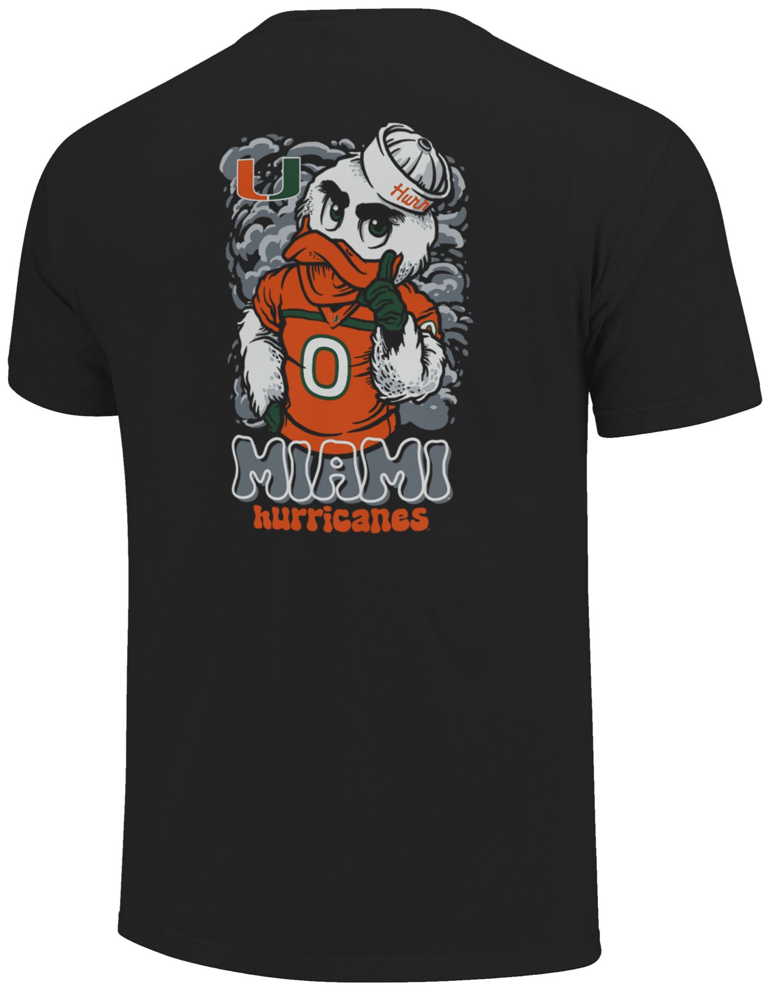 Image One Men's Miami Hurricanes Black Mascot 'Through Smoke' Short Sleeve T-Shirt product image