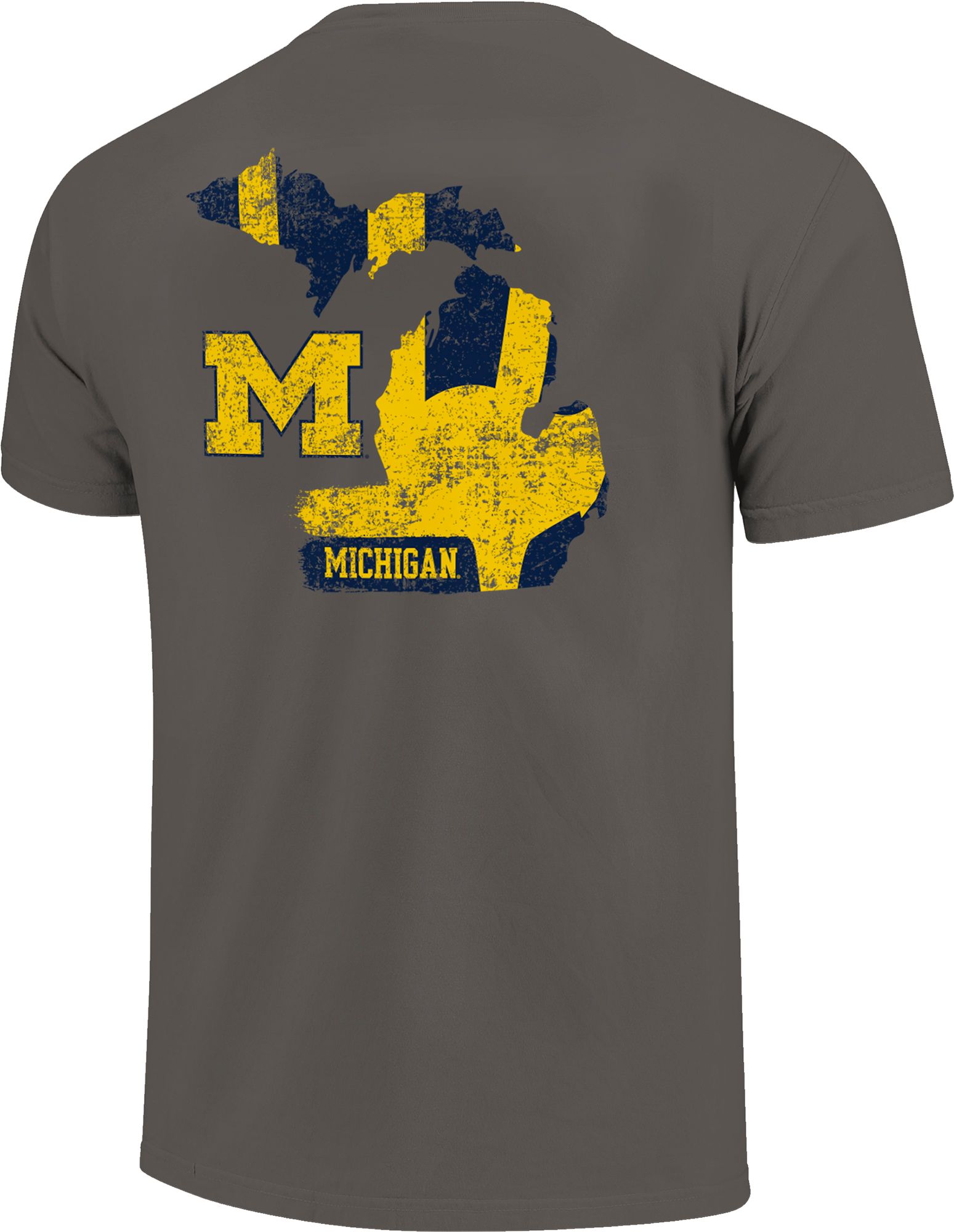 Image One Men's Michigan Wolverines Grey Football Stripes T-Shirt product image