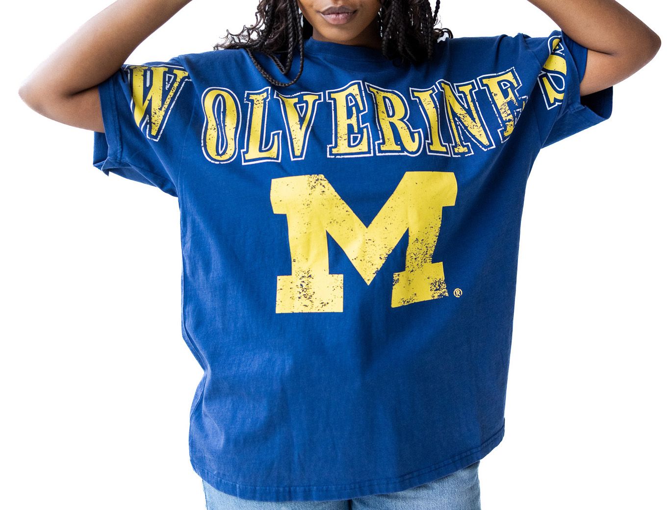 Gameday Social Women's Michigan Wolverines Washed Navy The Band Short Sleeve T-Shirt product image
