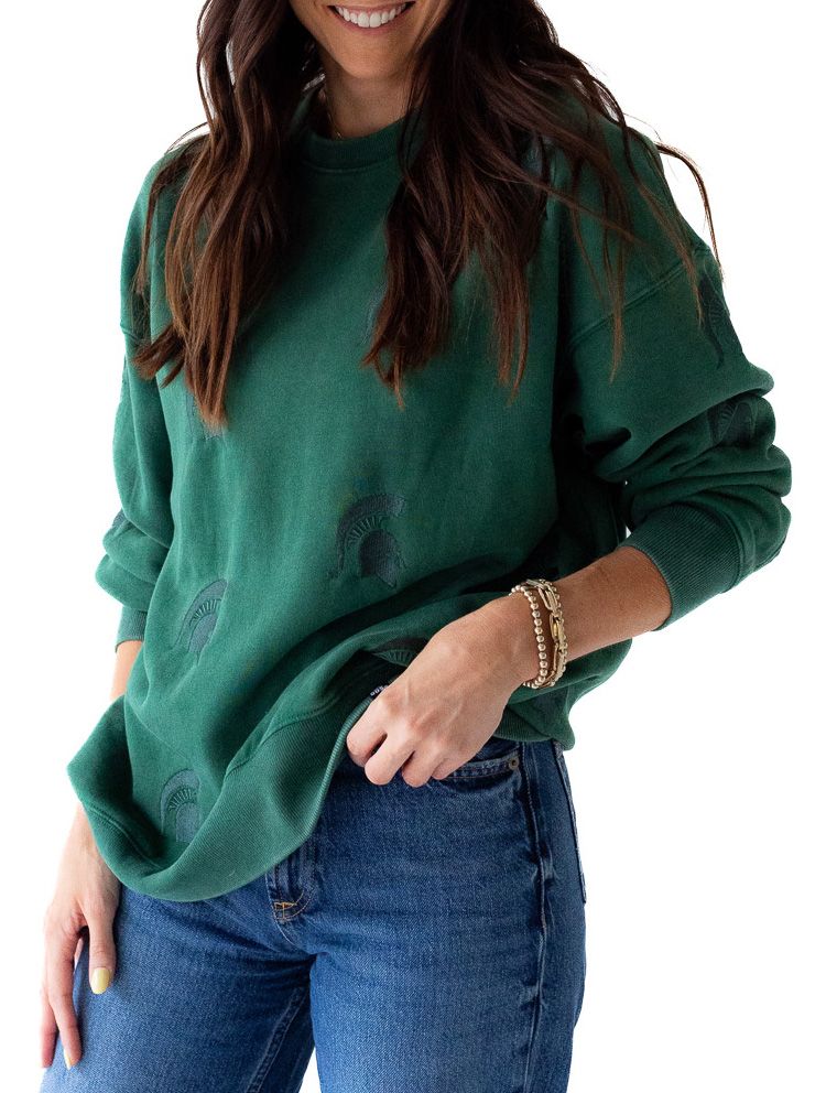 Gameday Social Women's Michigan State Spartans Emerald Lantern Crew Pullover Sweatshirt product image