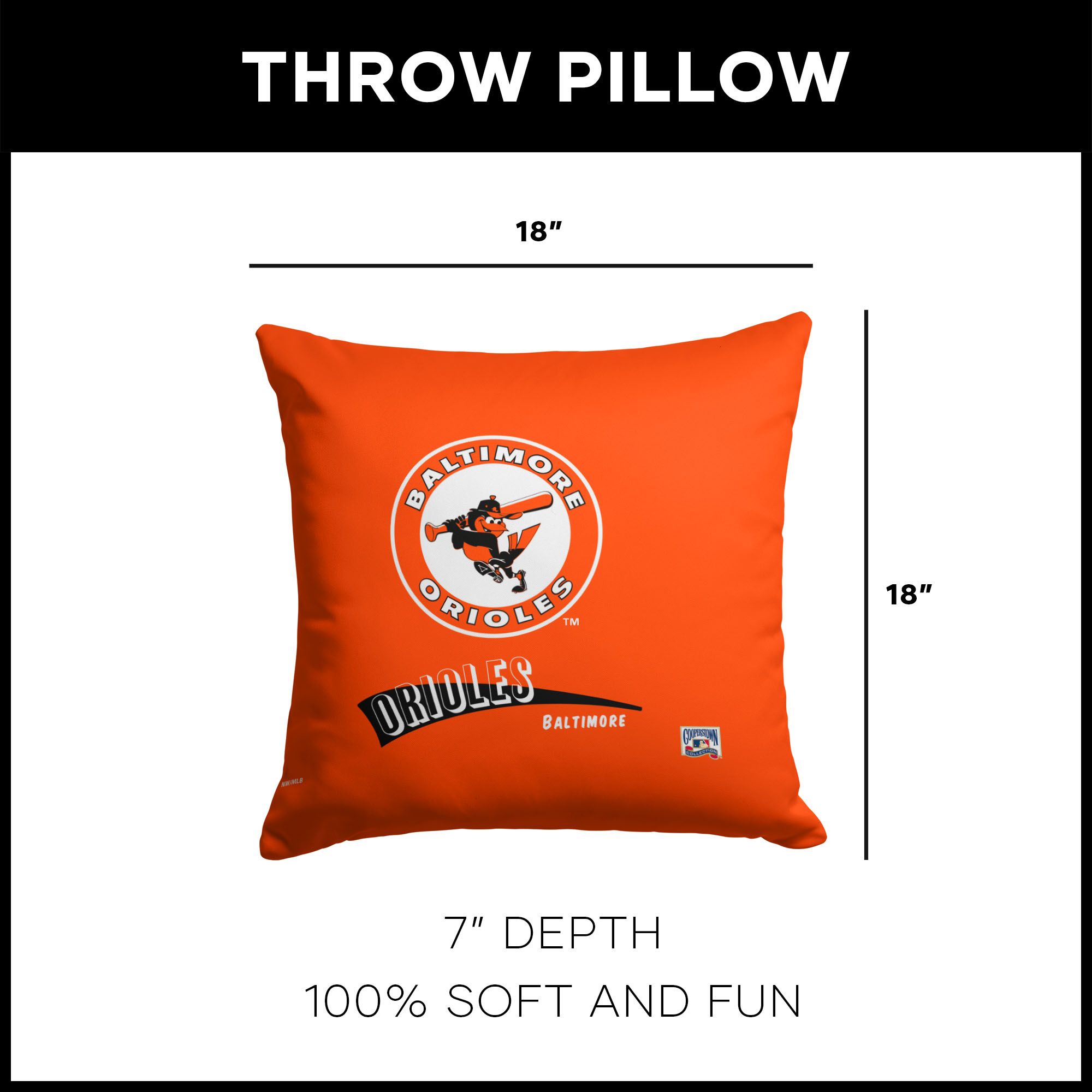 Northwest Baltimore Orioles City Connect Throwback Throw Pillow product image