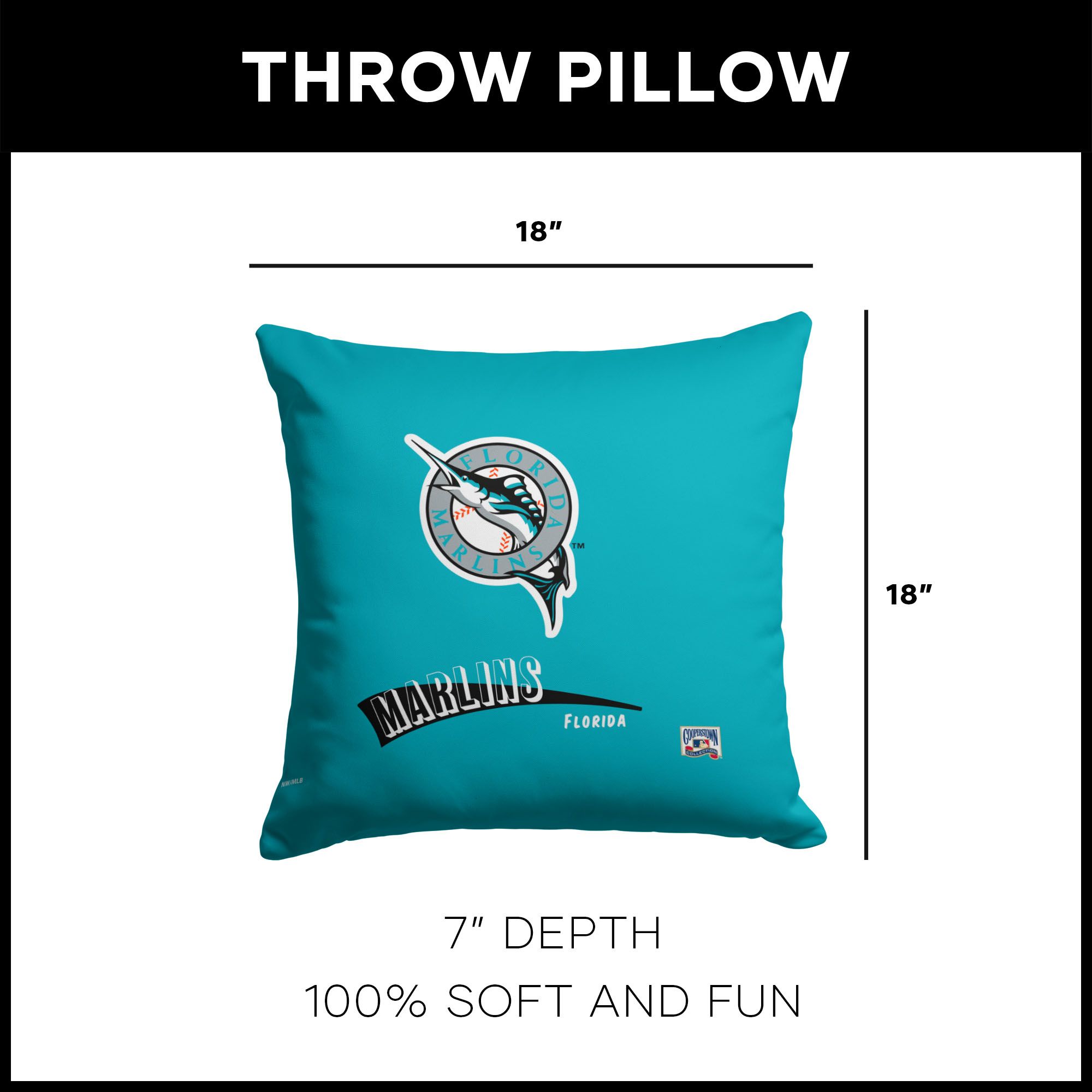 Northwest Miami Marlins City Connect Throwback Throw Pillow product image