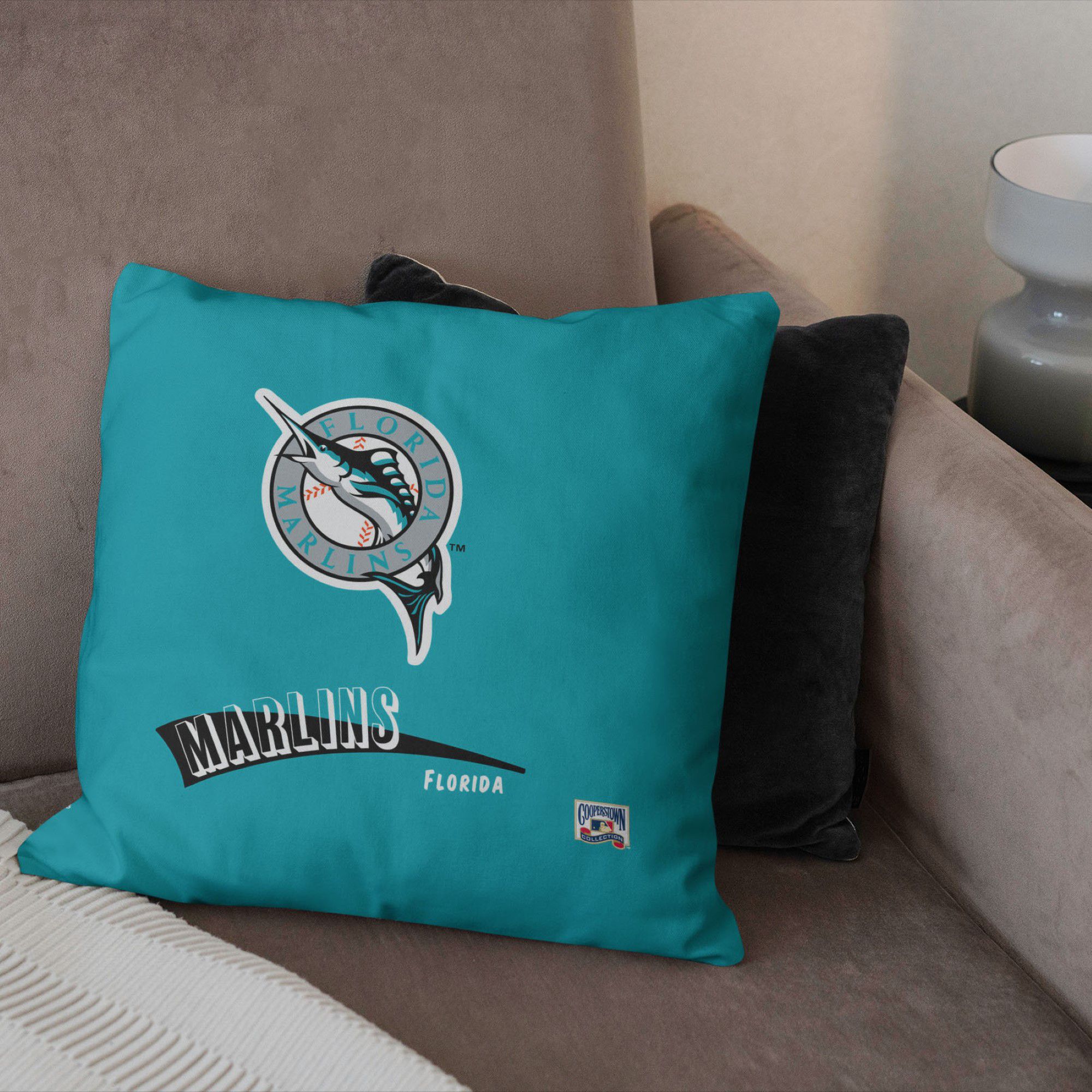 Northwest Miami Marlins City Connect Throwback Throw Pillow product image