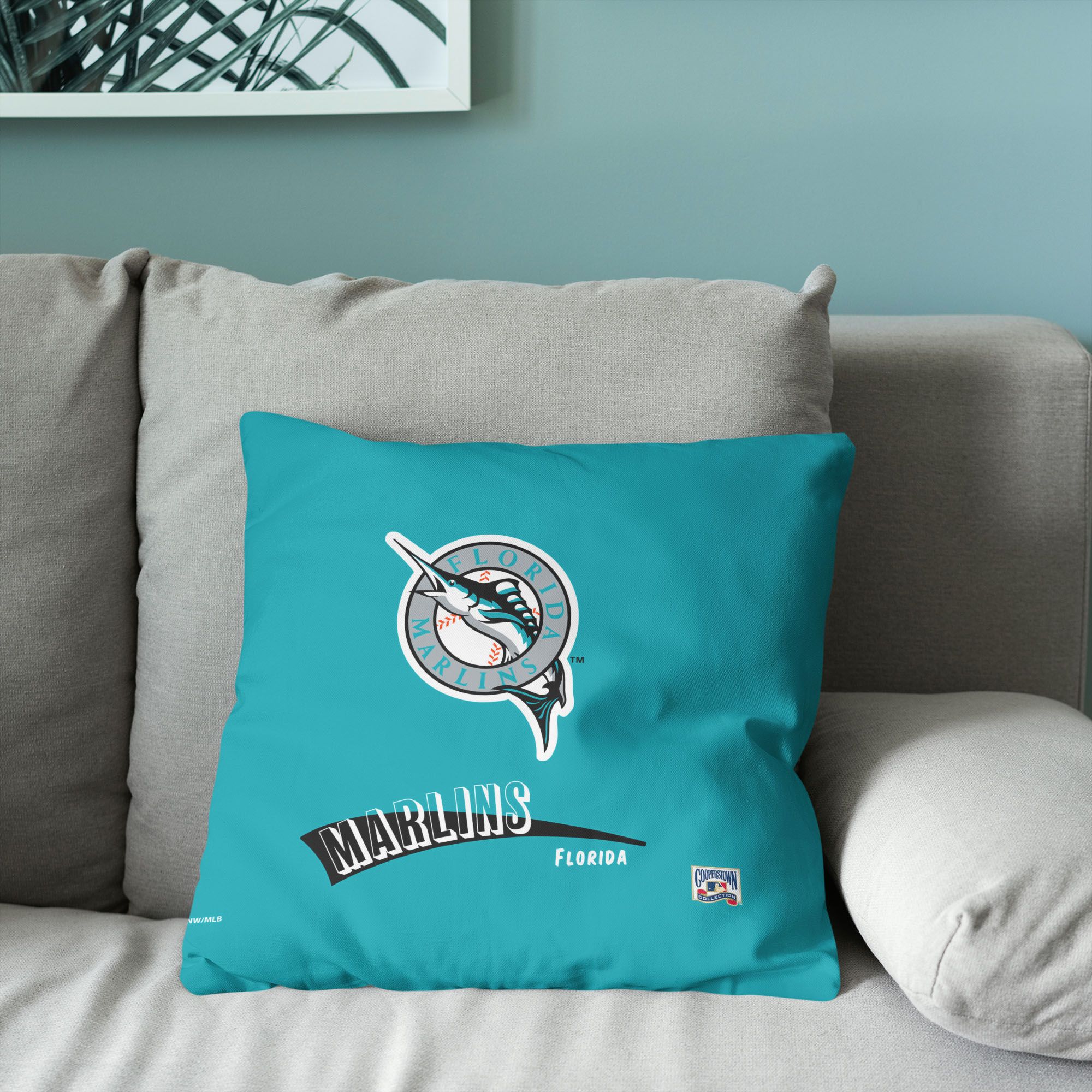 Northwest Miami Marlins City Connect Throwback Throw Pillow product image