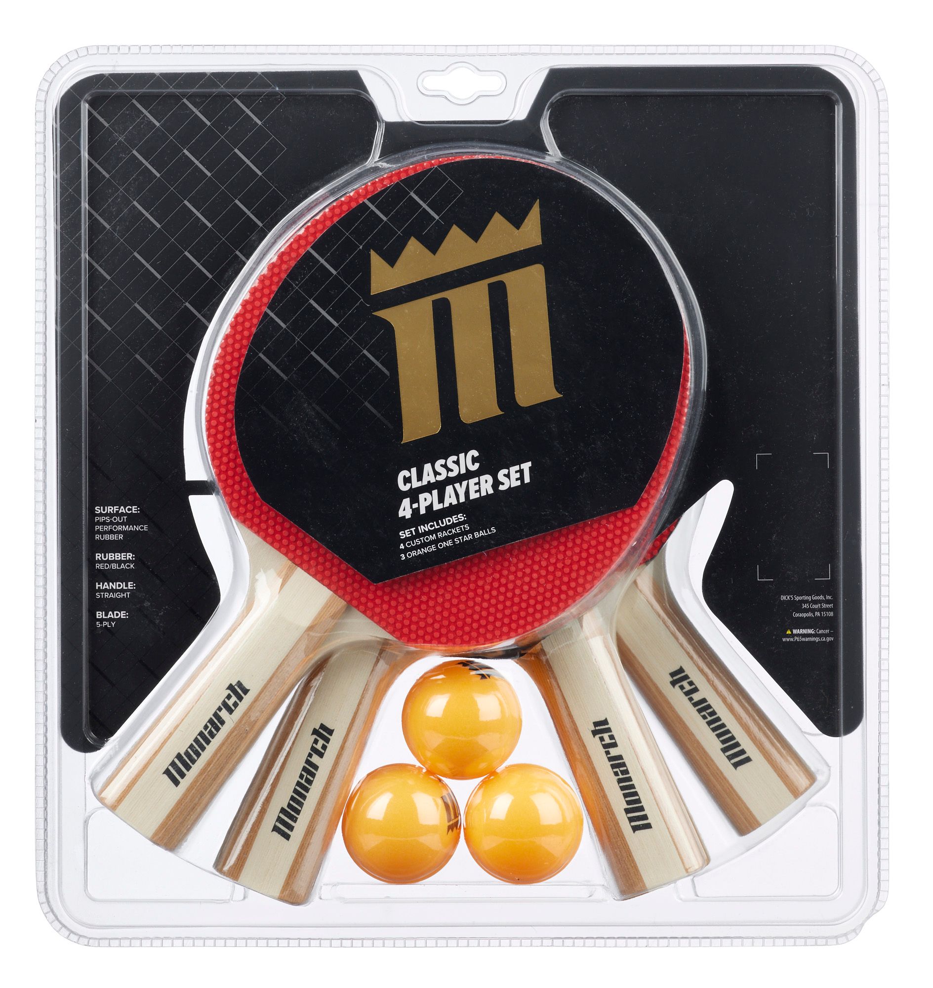 Monarch Classic 4-Player Table Tennis Paddle Set product image