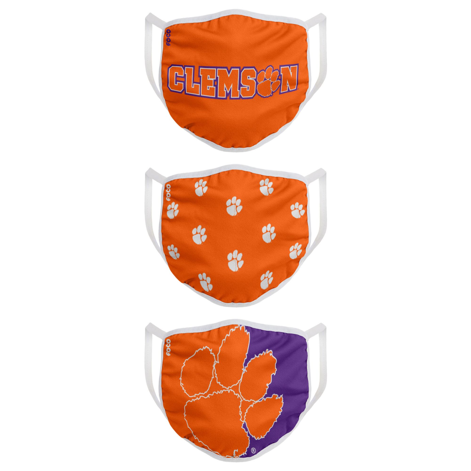 FOCO Youth Clemson Tigers 3-Pack Face Coverings