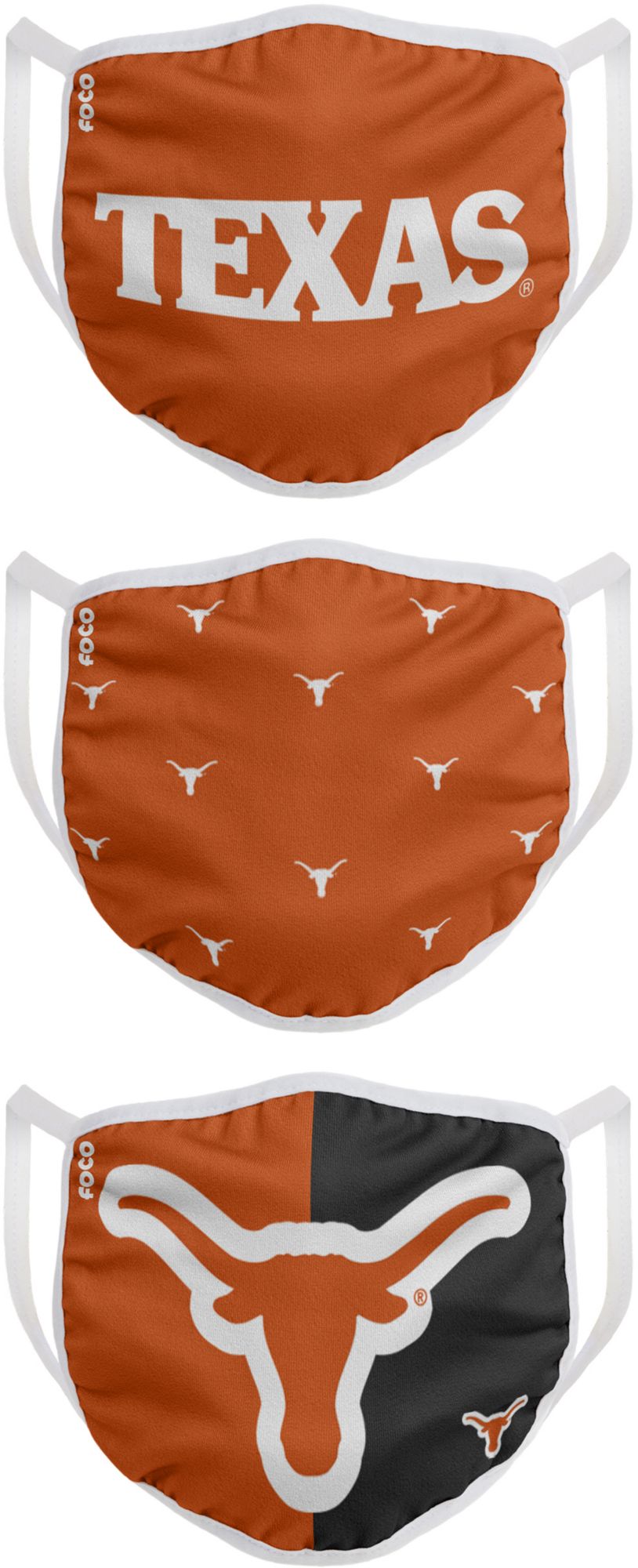 FOCO Youth Texas Longhorns 3-Pack Face Coverings product image