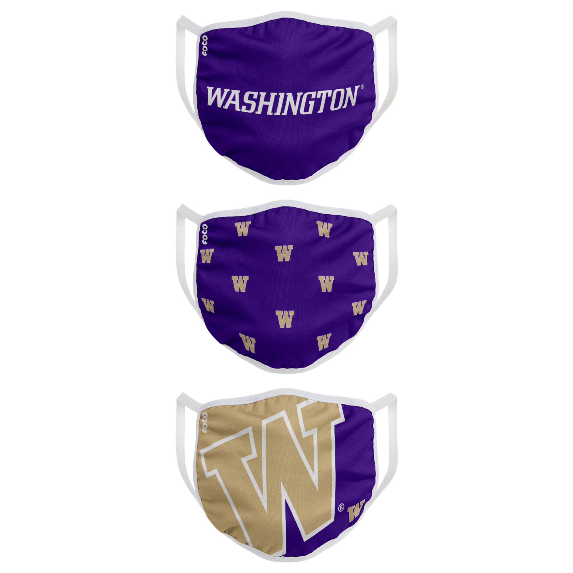 FOCO Youth Washington Huskies 3-Pack Face Coverings product image