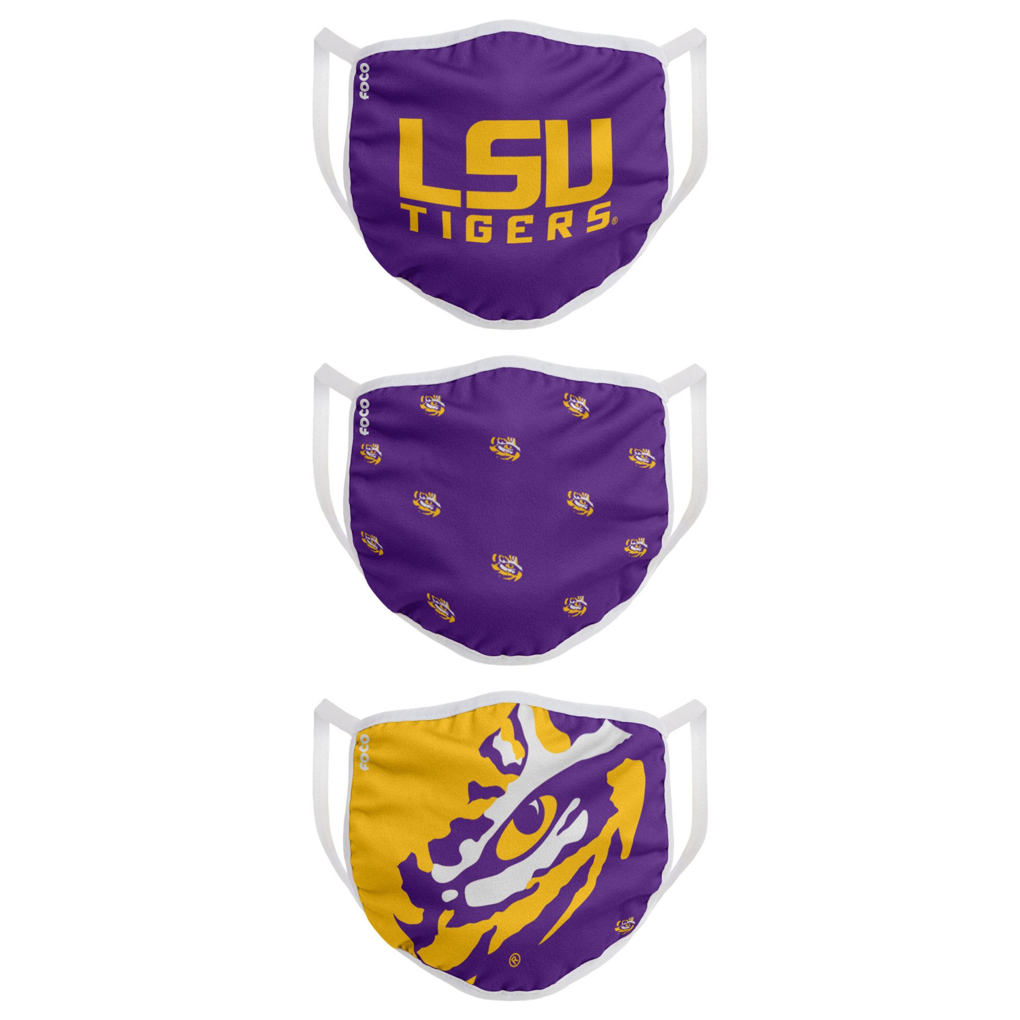 FOCO Youth LSU Tigers 3-Pack Face Coverings product image