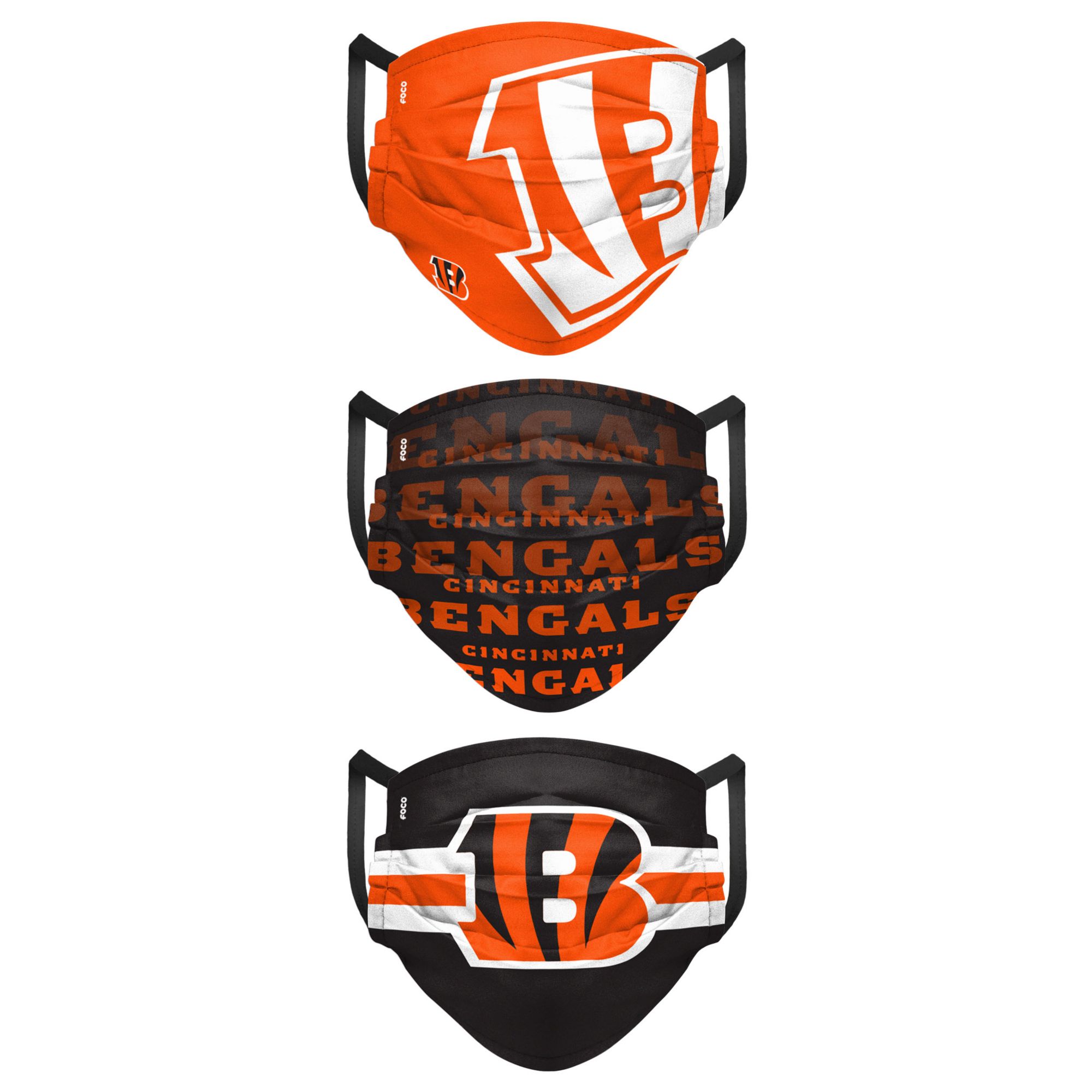 FOCO Adult Cincinnati Bengals Adjustable 3-Pack Face Coverings product image