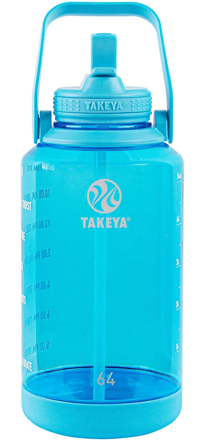 Takeya Motivational Tritan Straw Water Bottle, 64 oz, Flutter Pink