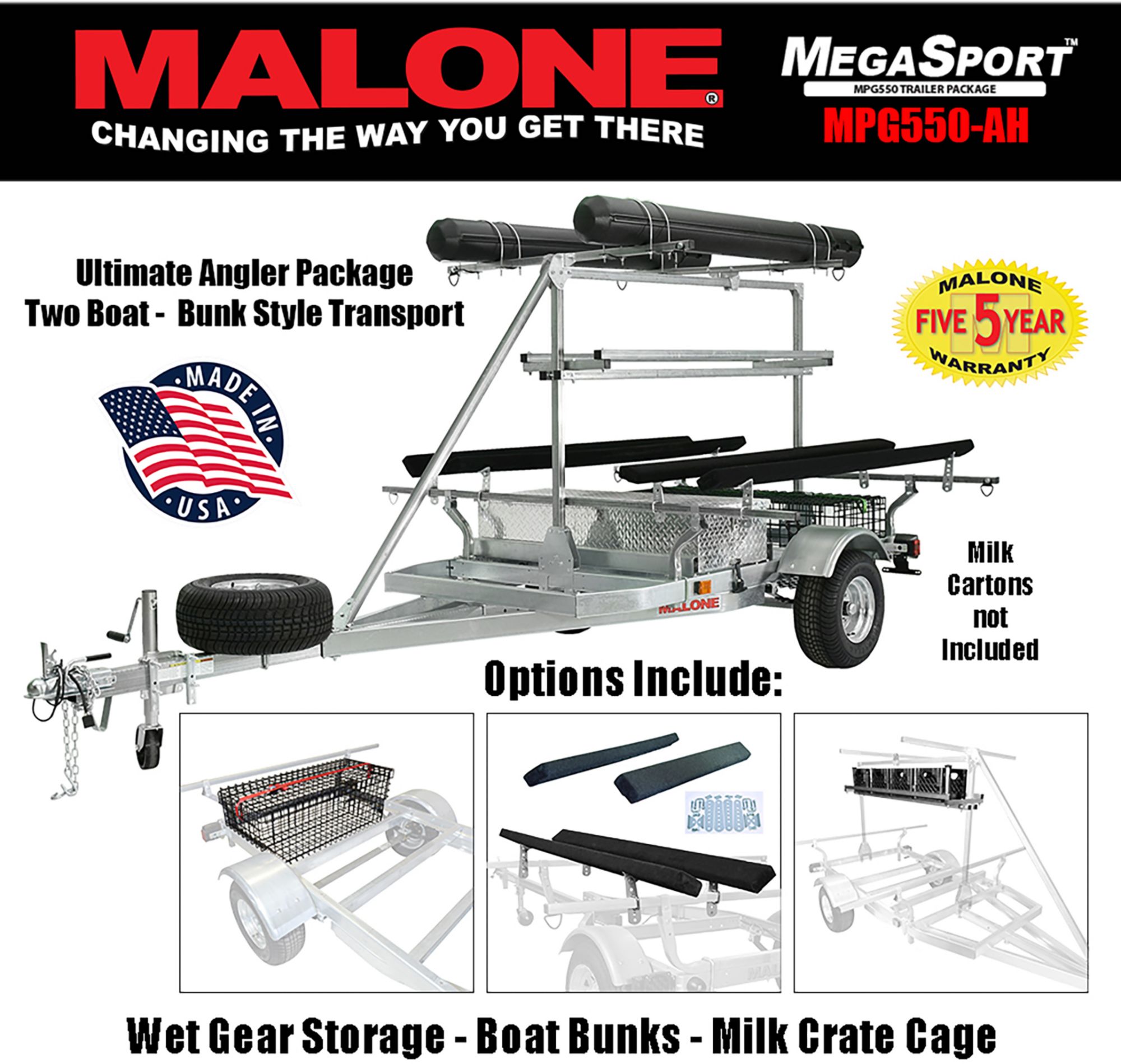 Malone Auto Racks MegaSport 2-Boat Ultimate Angler Package – Bunks product image
