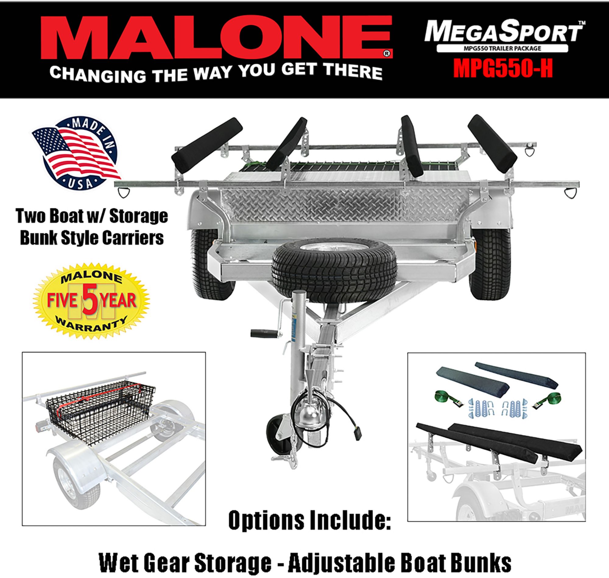 Malone Auto Racks MegaSport 2-Boat Bunk Style Trailer Set with Storage product image