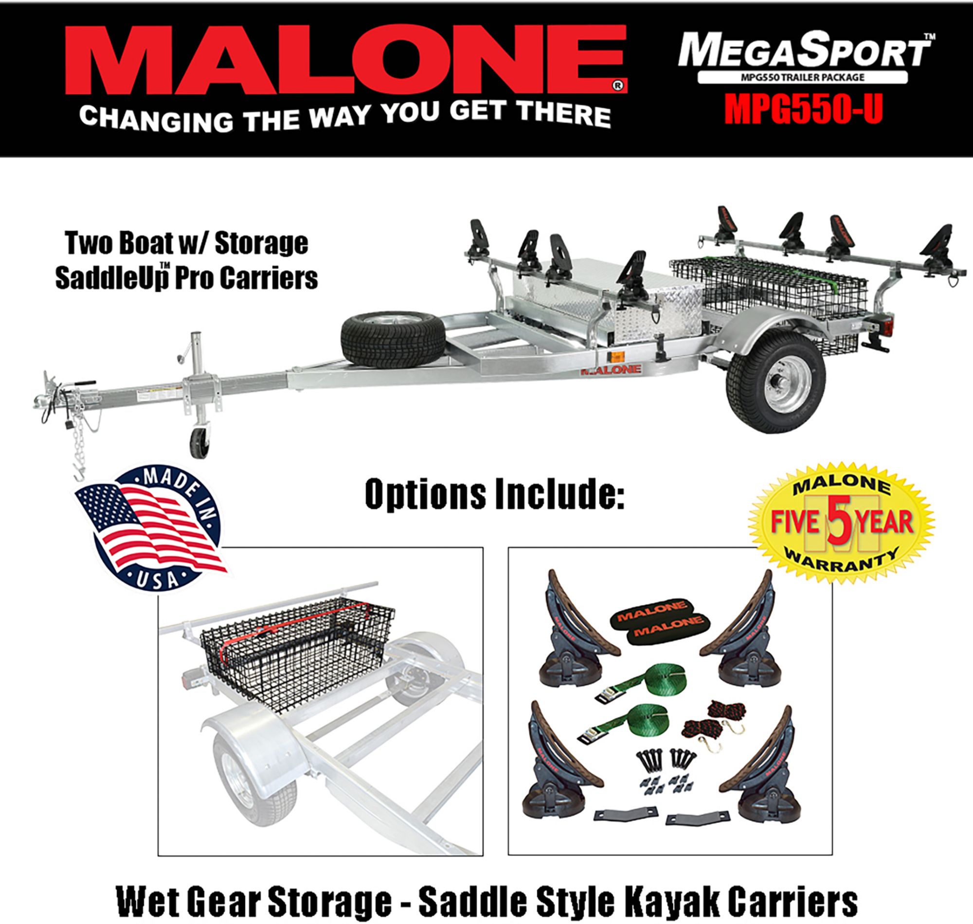Malone Auto Racks MegaSport 2-Boat Saddle Up Pro Trailer Set product image