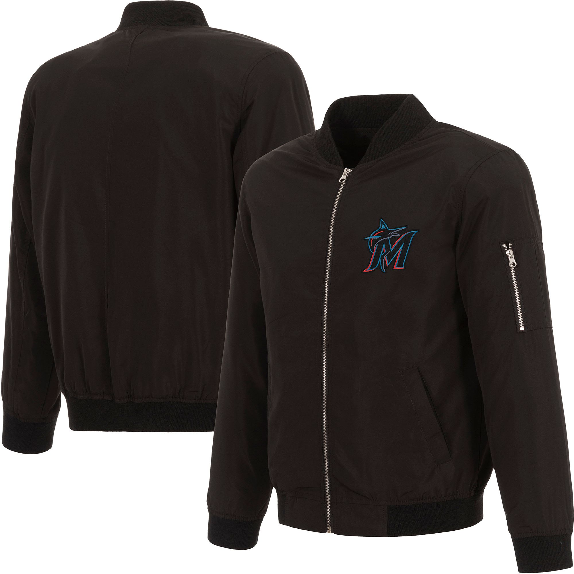JH Design Men's Miami Marlins Black Bomber Jacket product image