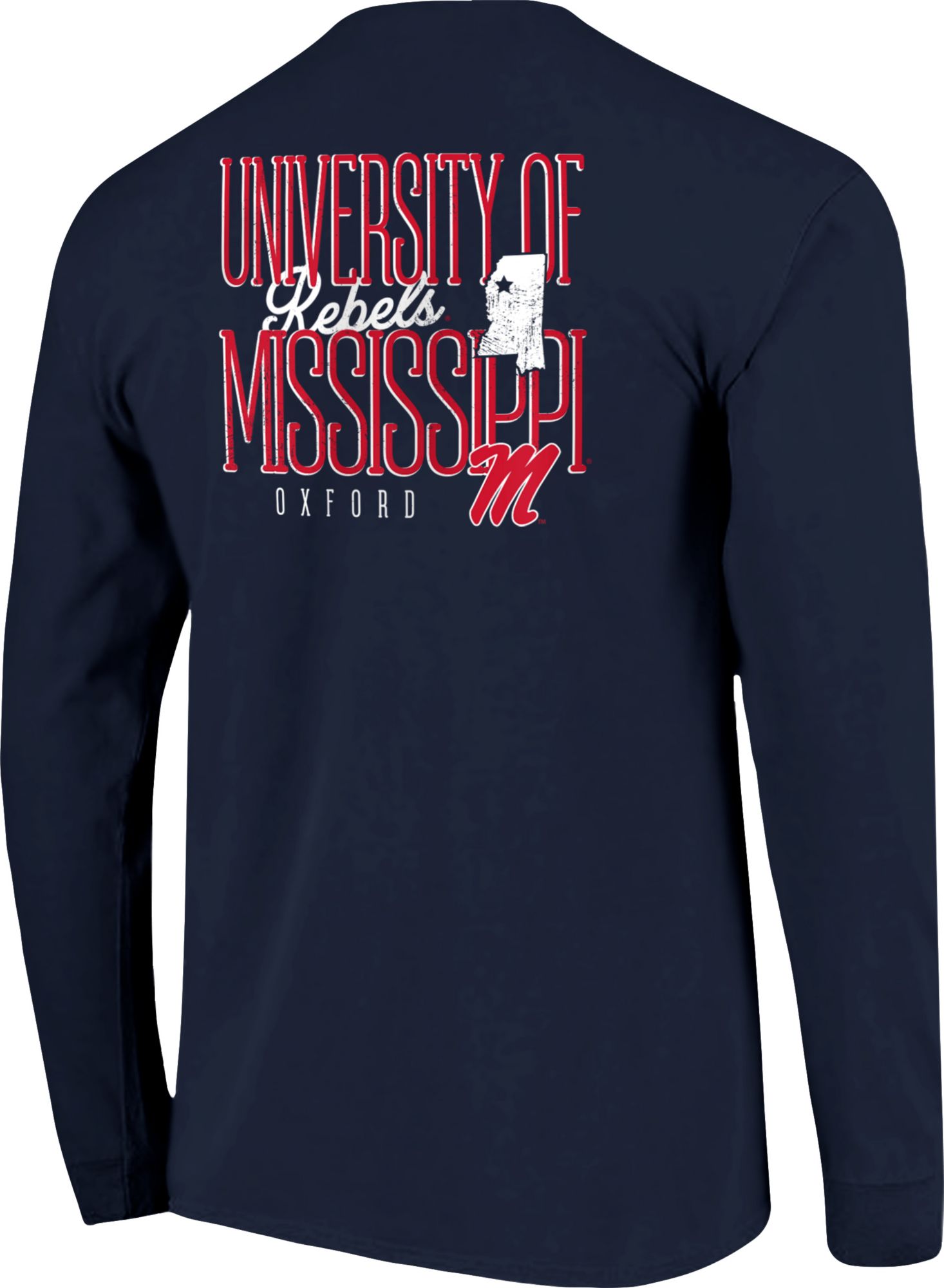 Image One Men's Ole Miss Rebels Blue Tall Type State Long Sleeve T-Shirt product image
