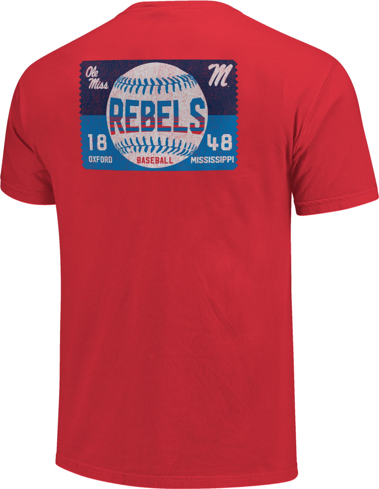 Image One Men's Ole Miss Rebels Red Baseball Ticket T-Shirt