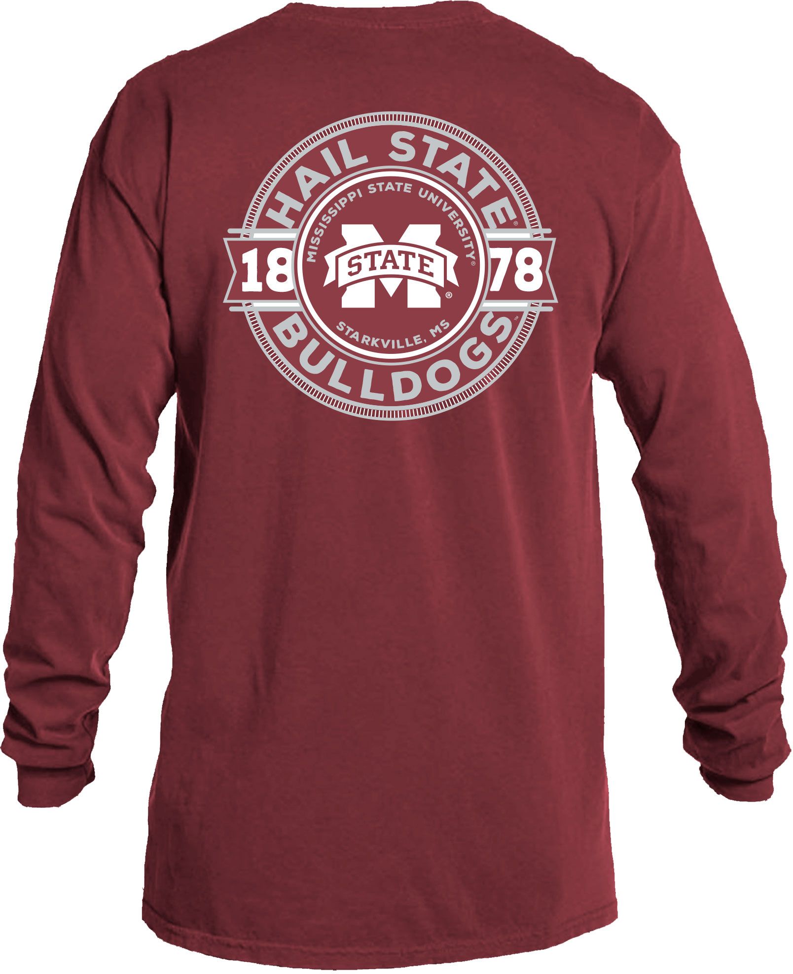 Image One Men's Mississippi State Bulldogs Maroon Rounds Long Sleeve T-Shirt