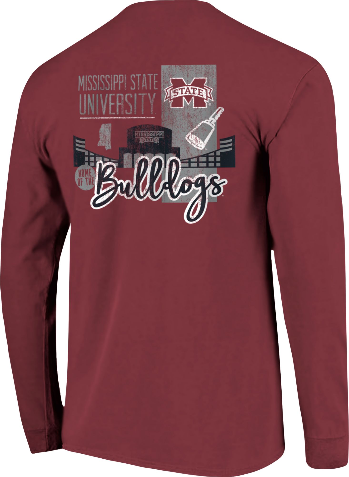 Image One Men's Mississippi State Bulldogs Maroon Building Strip Long Sleeve T-Shirt product image