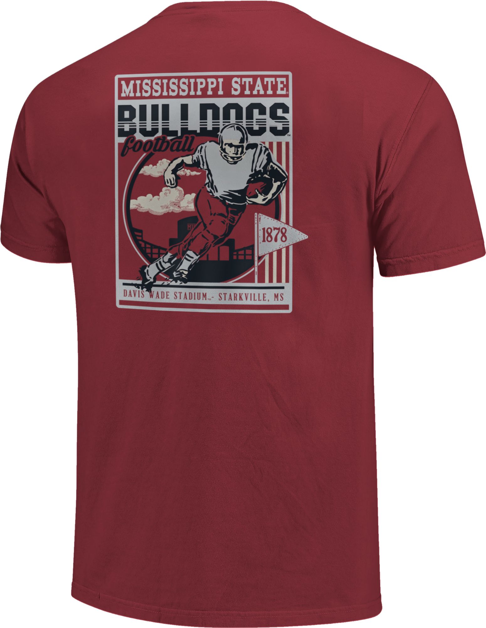 Image One Men's Mississippi State Bulldogs Maroon Retro Poster T-Shirt