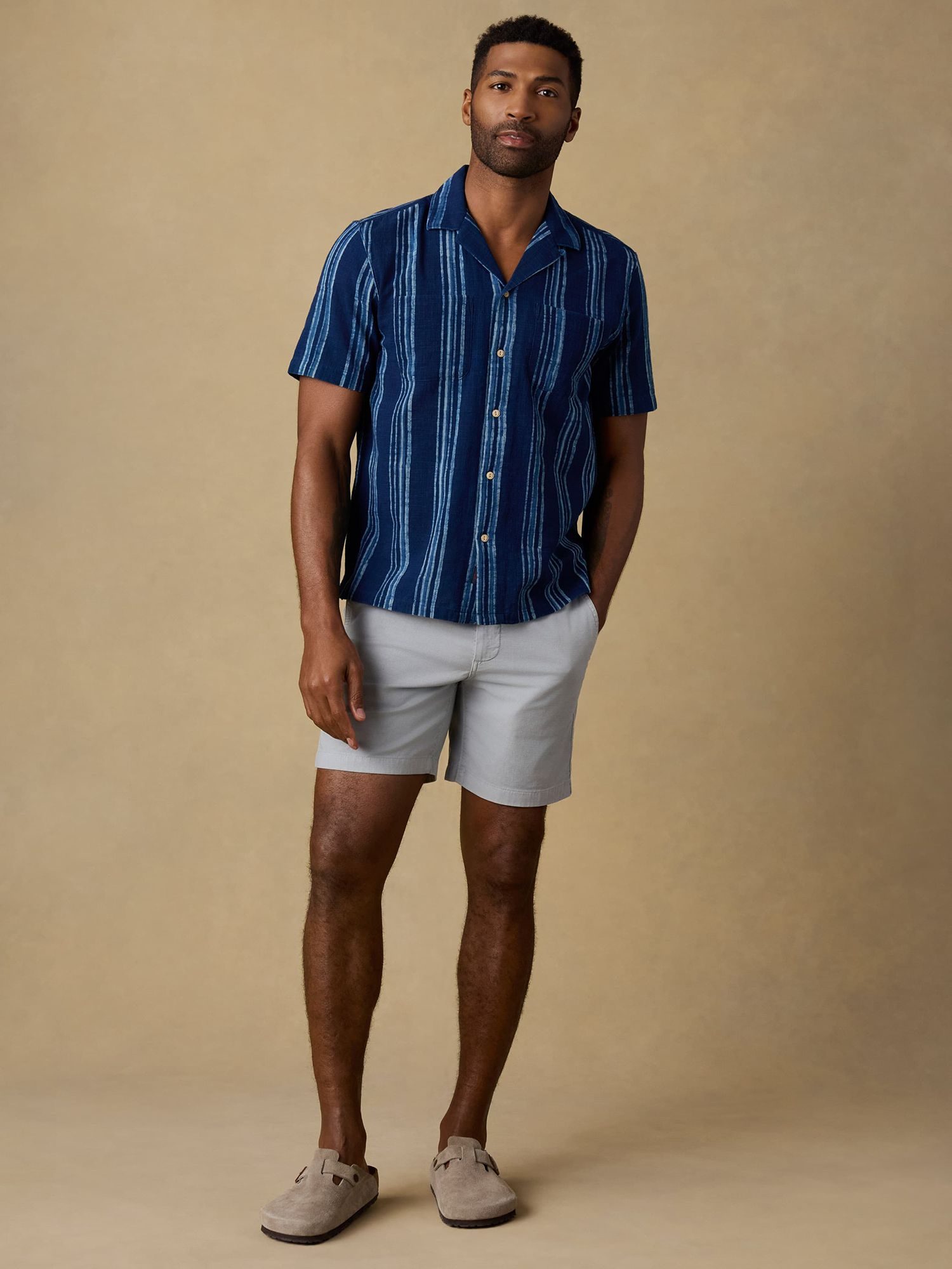 Faherty  Men's Indigo Camp Short Sleeve  Shirt product image