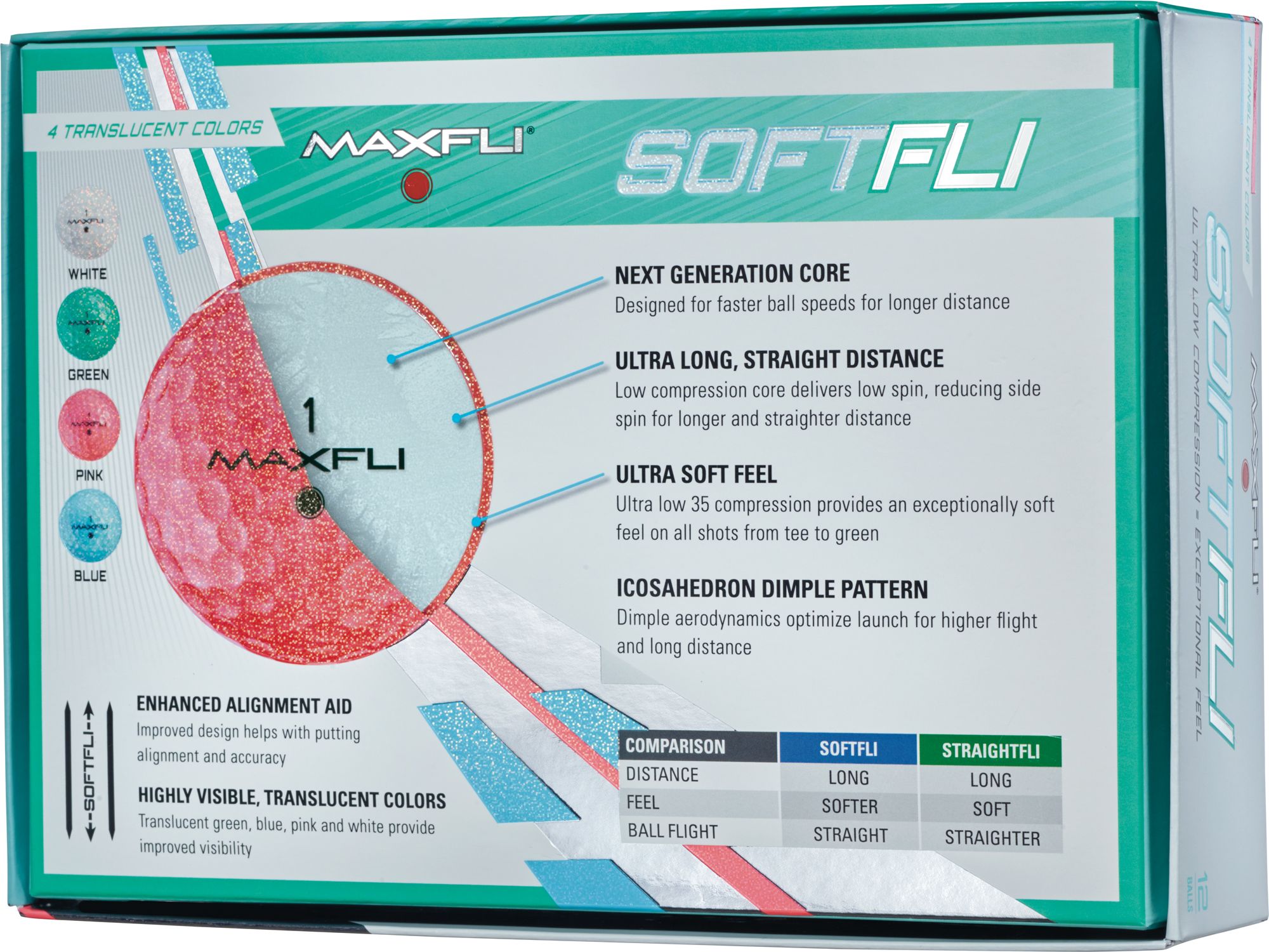 Maxfli Women's 2021 Softfli Translucent Multicolor Golf Balls product image