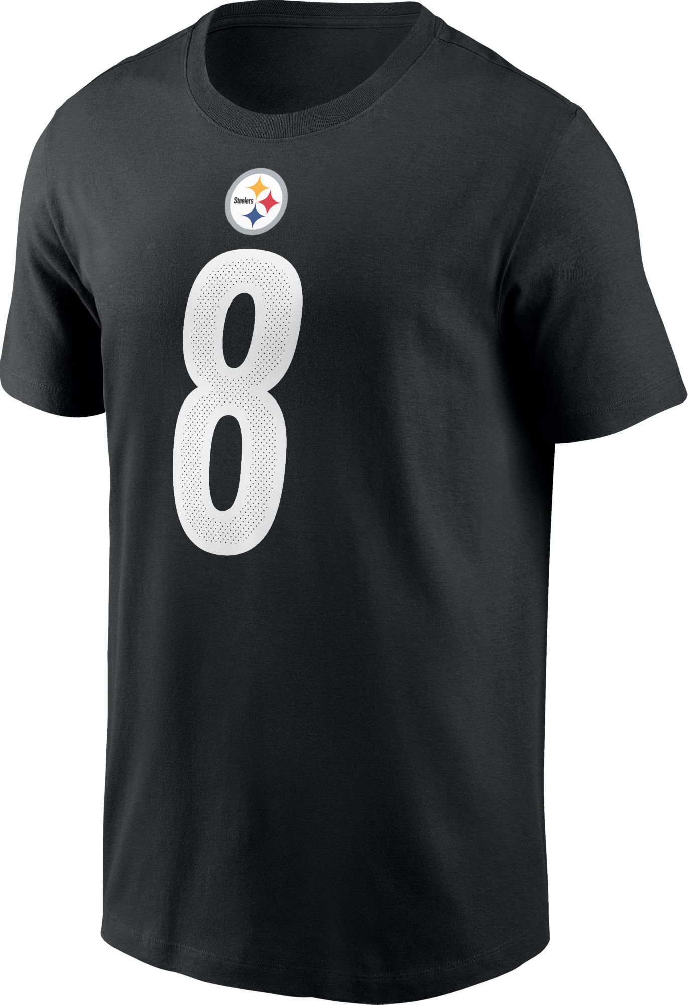 Nike Men's Pittsburgh Steelers Kenny Pickett #8 Logo Black T-Shirt product image