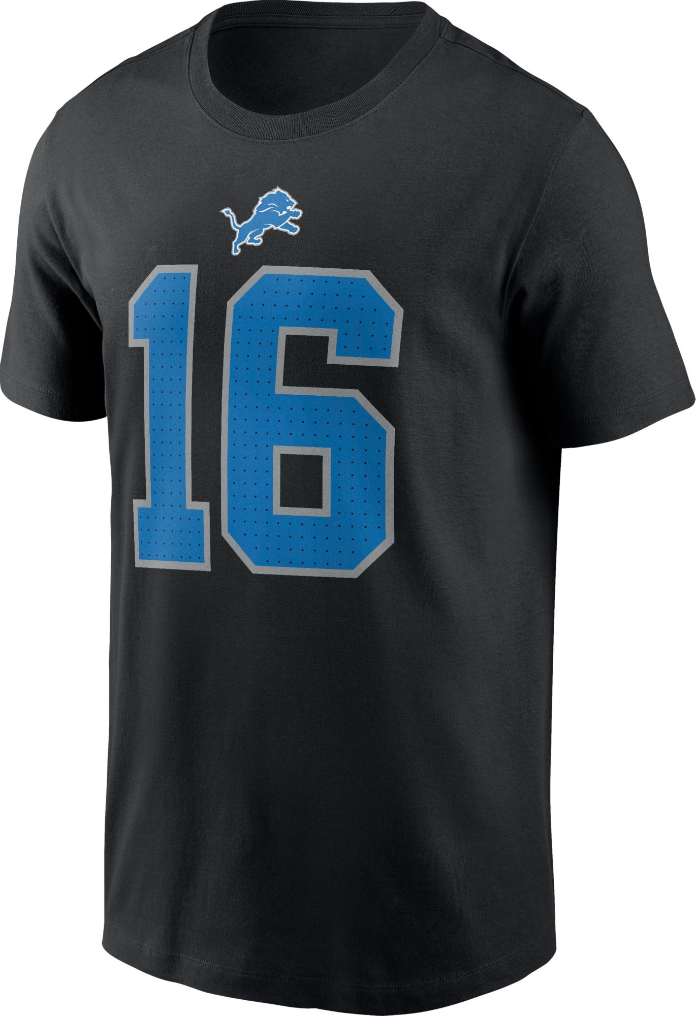 Nike Men's Detroit Lions Jared Goff #16 Black T-Shirt product image
