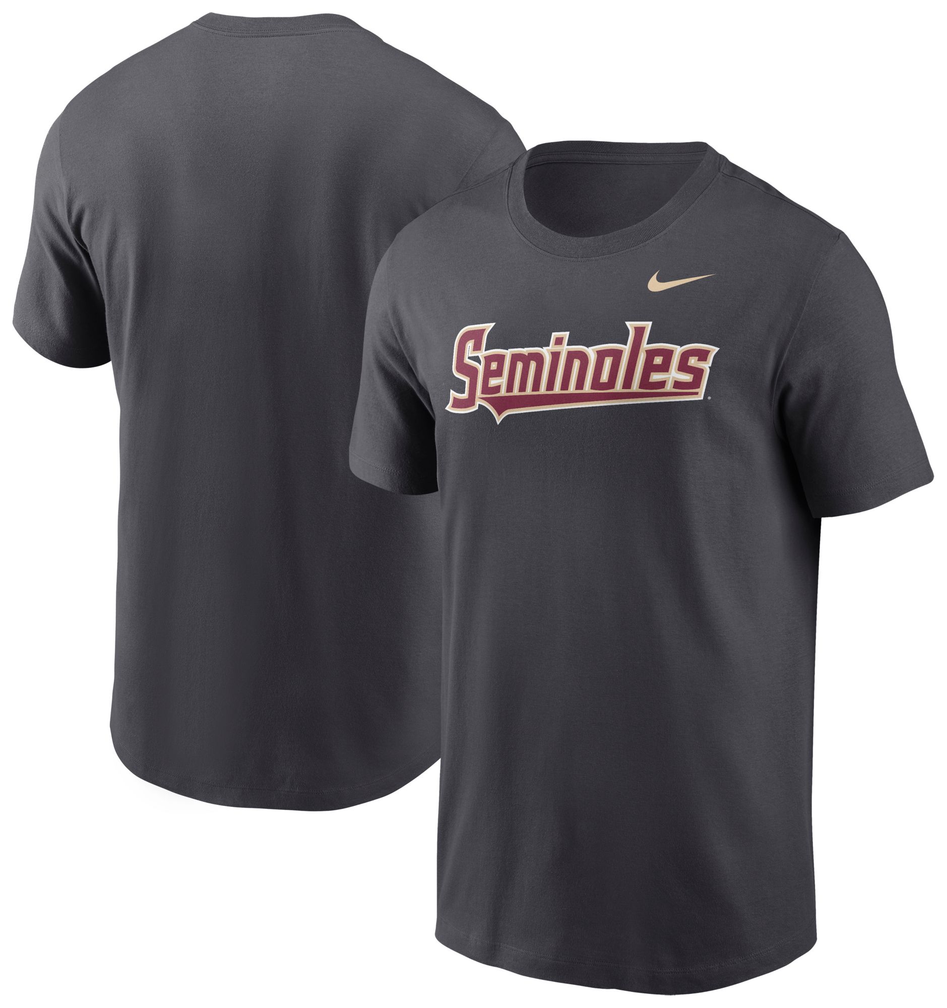 Nike Men's Florida State Seminoles Anthracite Wordmark T-Shirt product image
