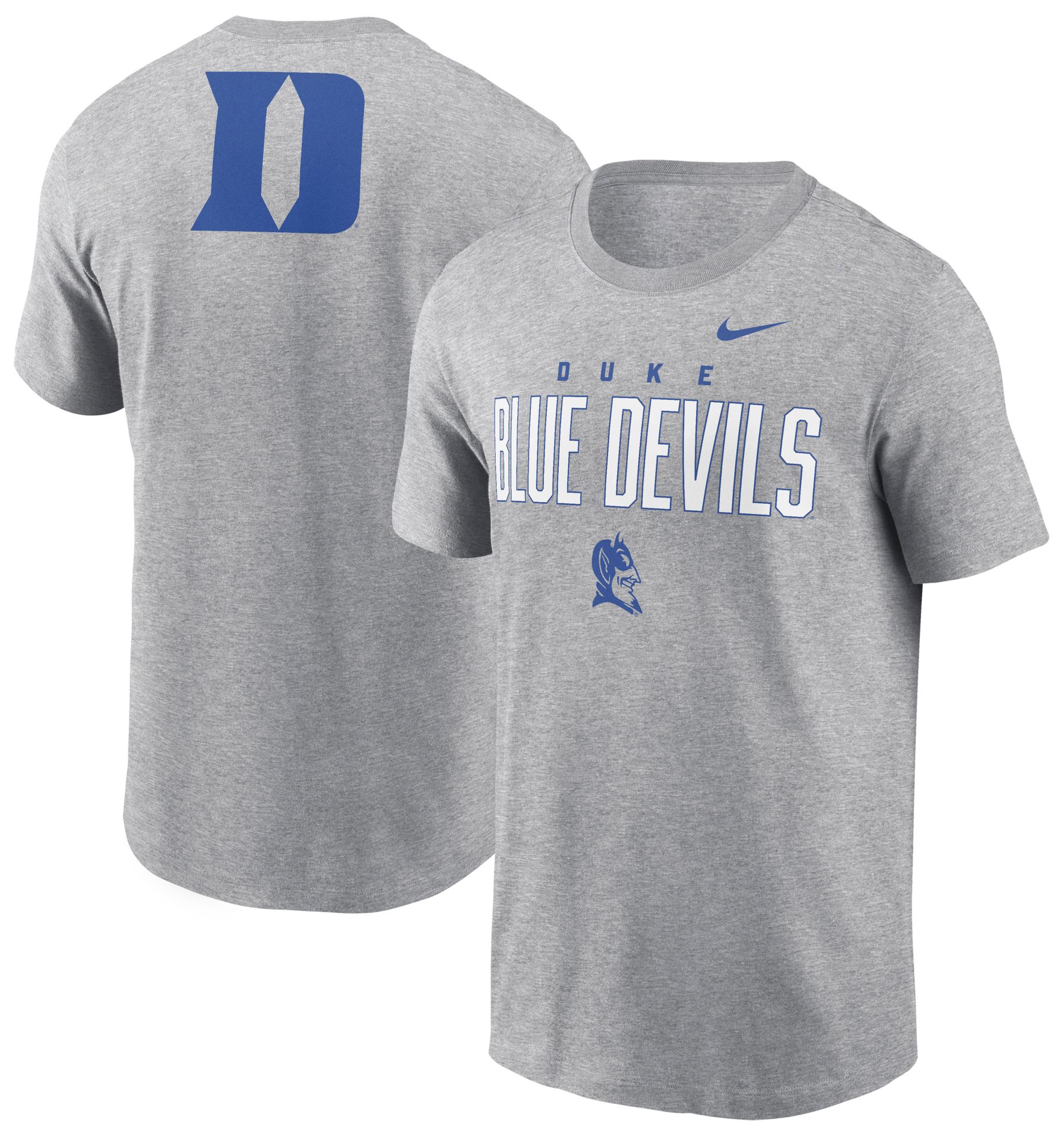 Nike Men's Duke Blue Devils Dark Grey Heather Double Hit Logo T