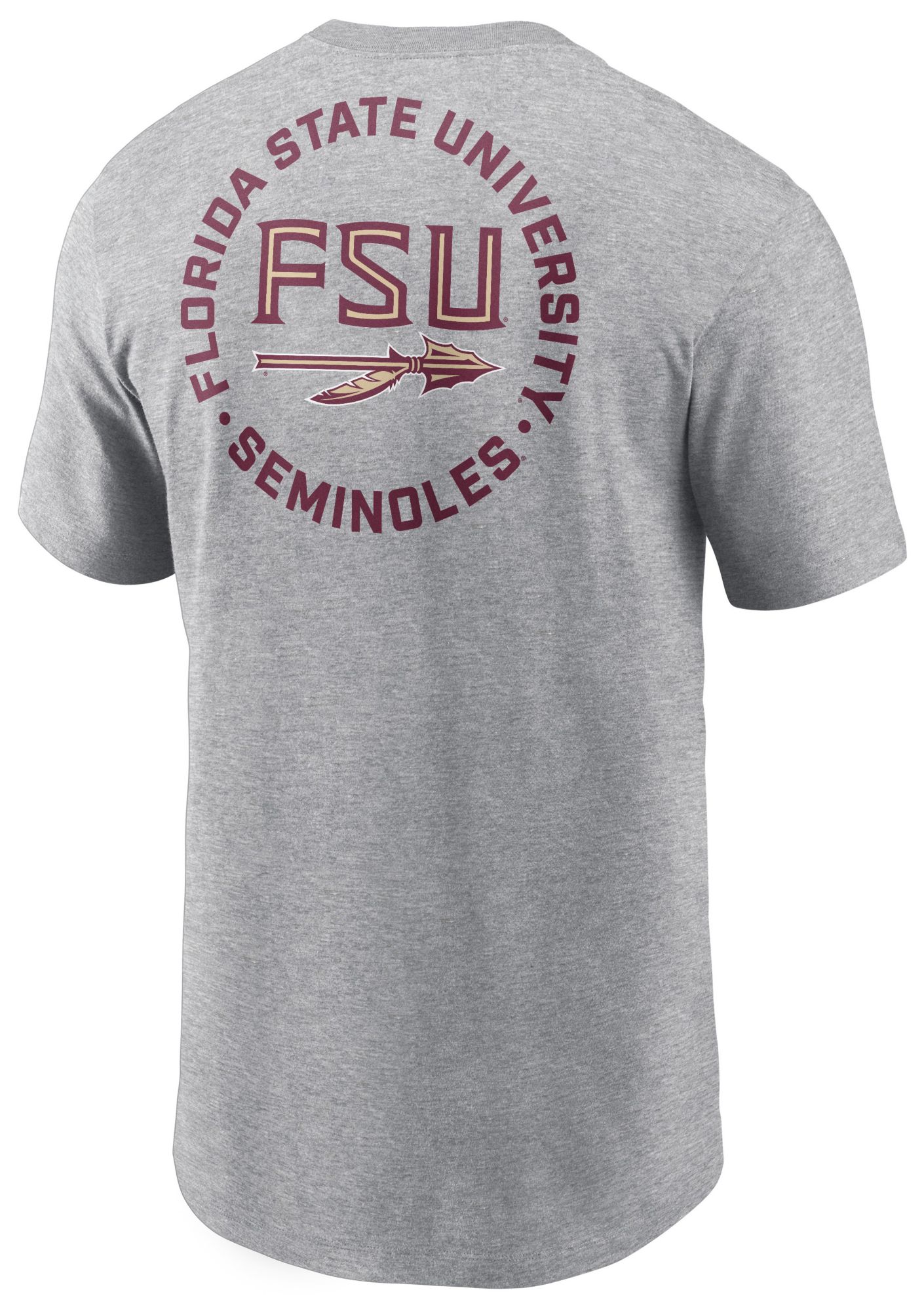 Nike Men's Florida State Seminoles Dark Grey Heather Cotton 2 Sided T-Shirt product image