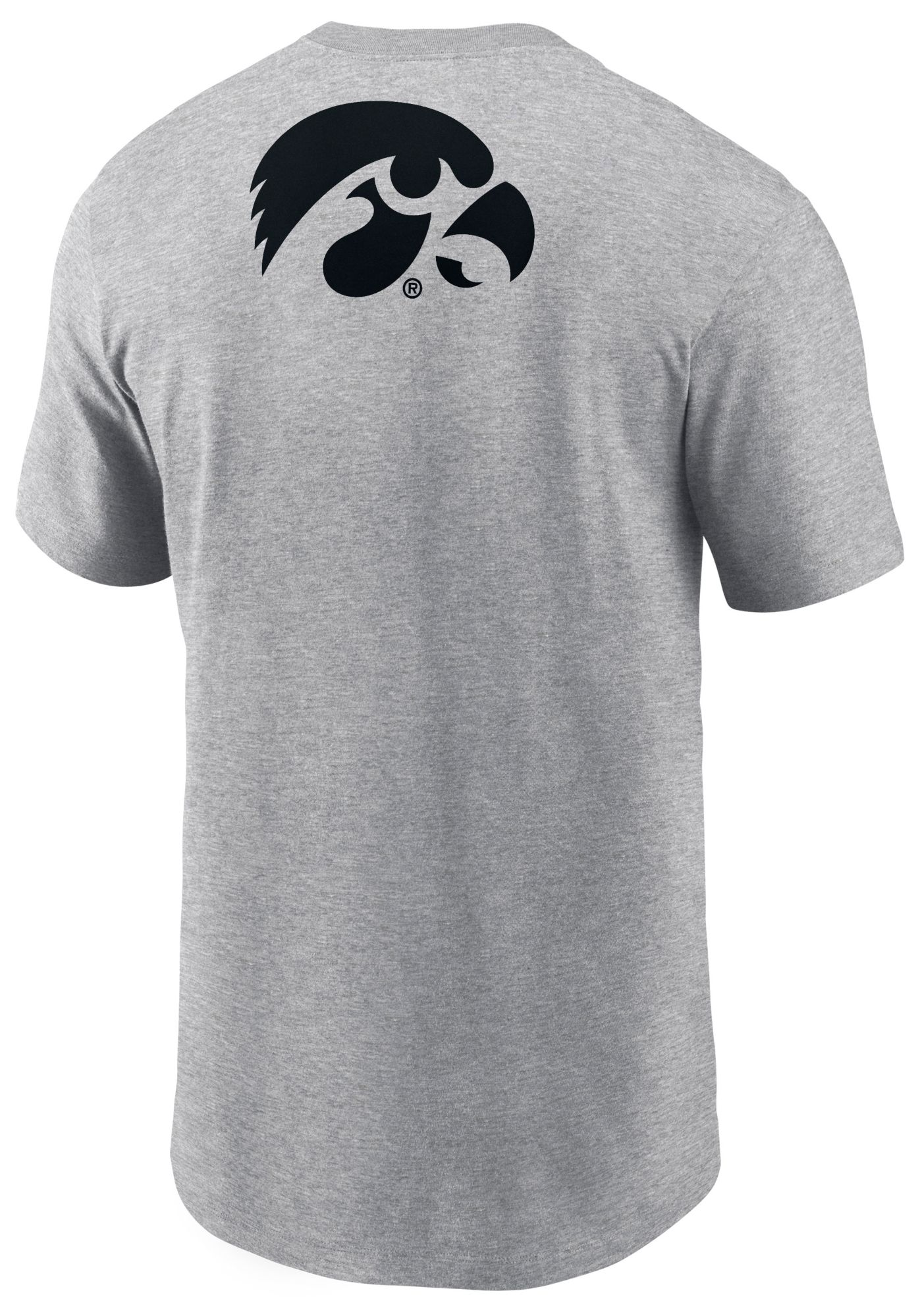 Nike Men's Iowa Hawkeyes Dark Grey Heather Double Hit Logo T-Shirt product image