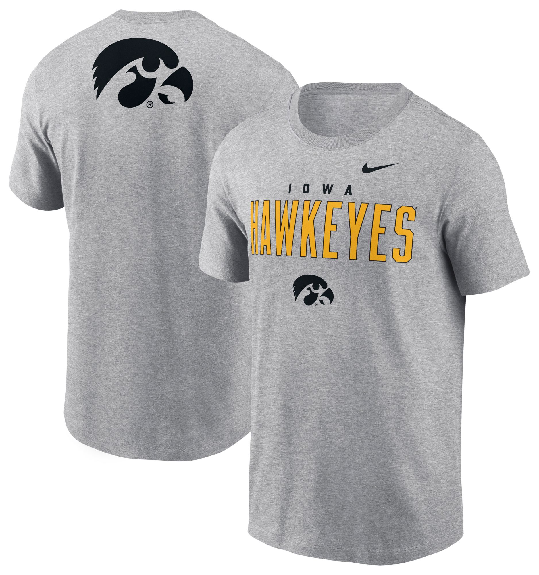 Nike Men's Iowa Hawkeyes Dark Grey Heather Double Hit Logo T-Shirt product image